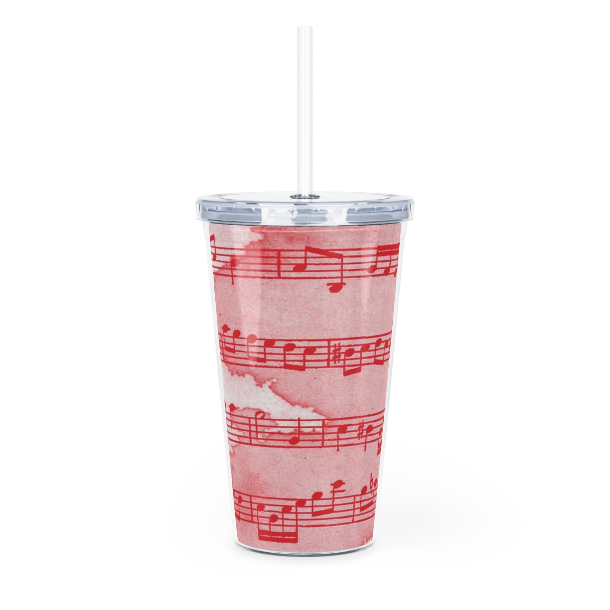 Drip Spill Type Beat Sheet Music Red Plastic Tumbler with Straw, Artsulli - Art is Long, Life is Short, Mug, , , , , , , 