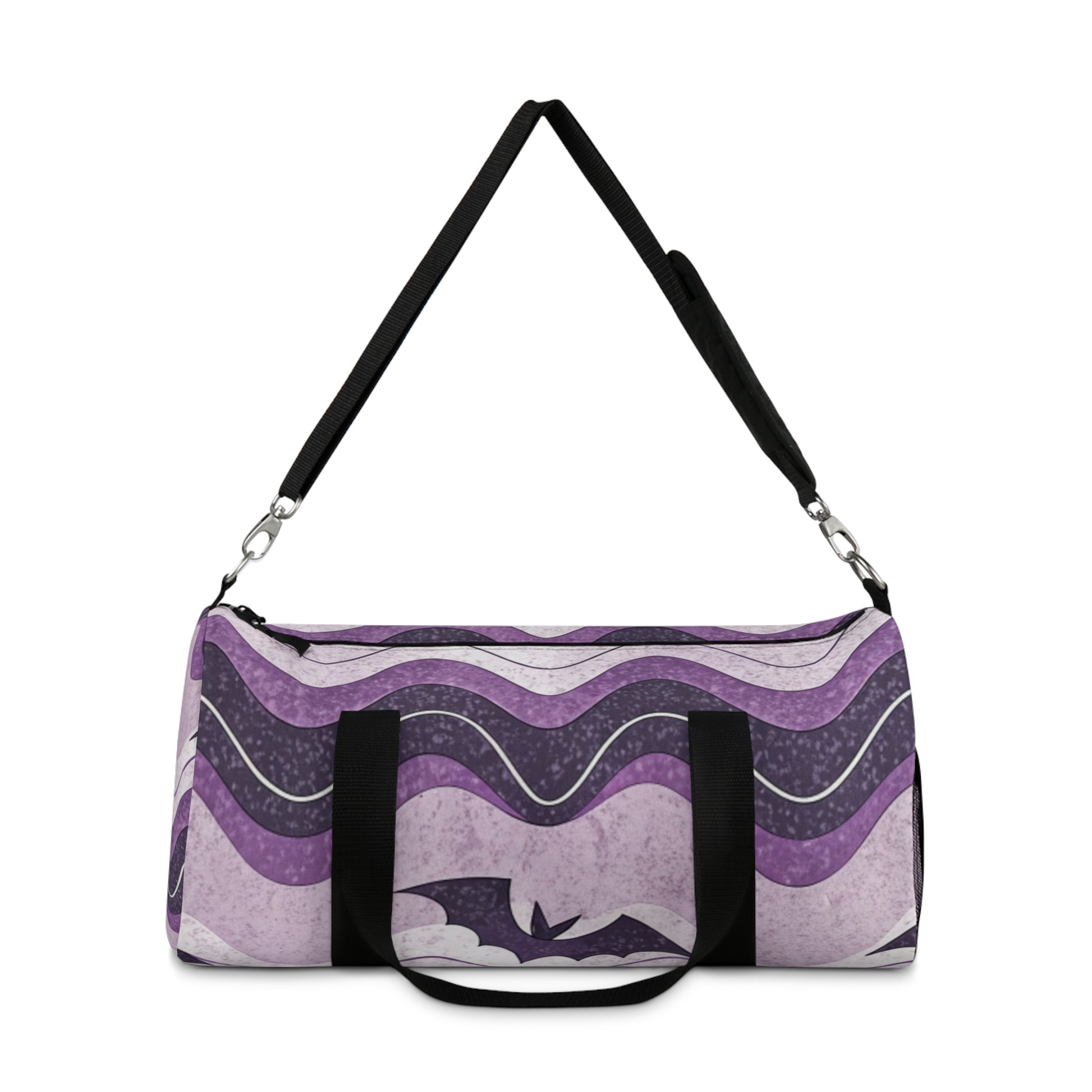 Bat Wave Purple Duffel Bag, Artsulli - Art is Long, Life is Short, Bags, , , , , , , 