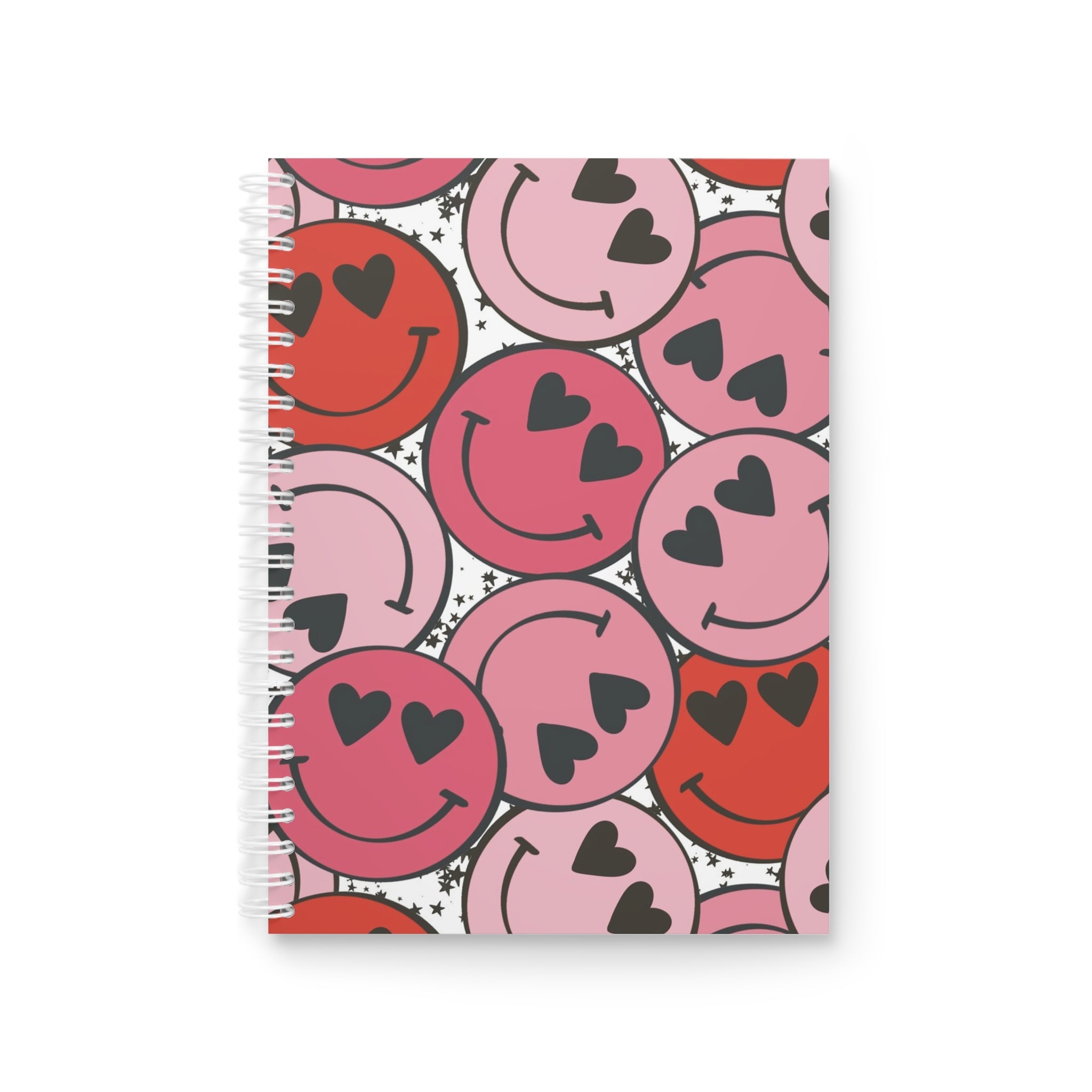 Smiley Face x Heart Eyes Pink and Red Spiral Notebook, Artsulli - Art is Long, Life is Short, Paper products, Size, One Size, , , , , 19792705365433557665