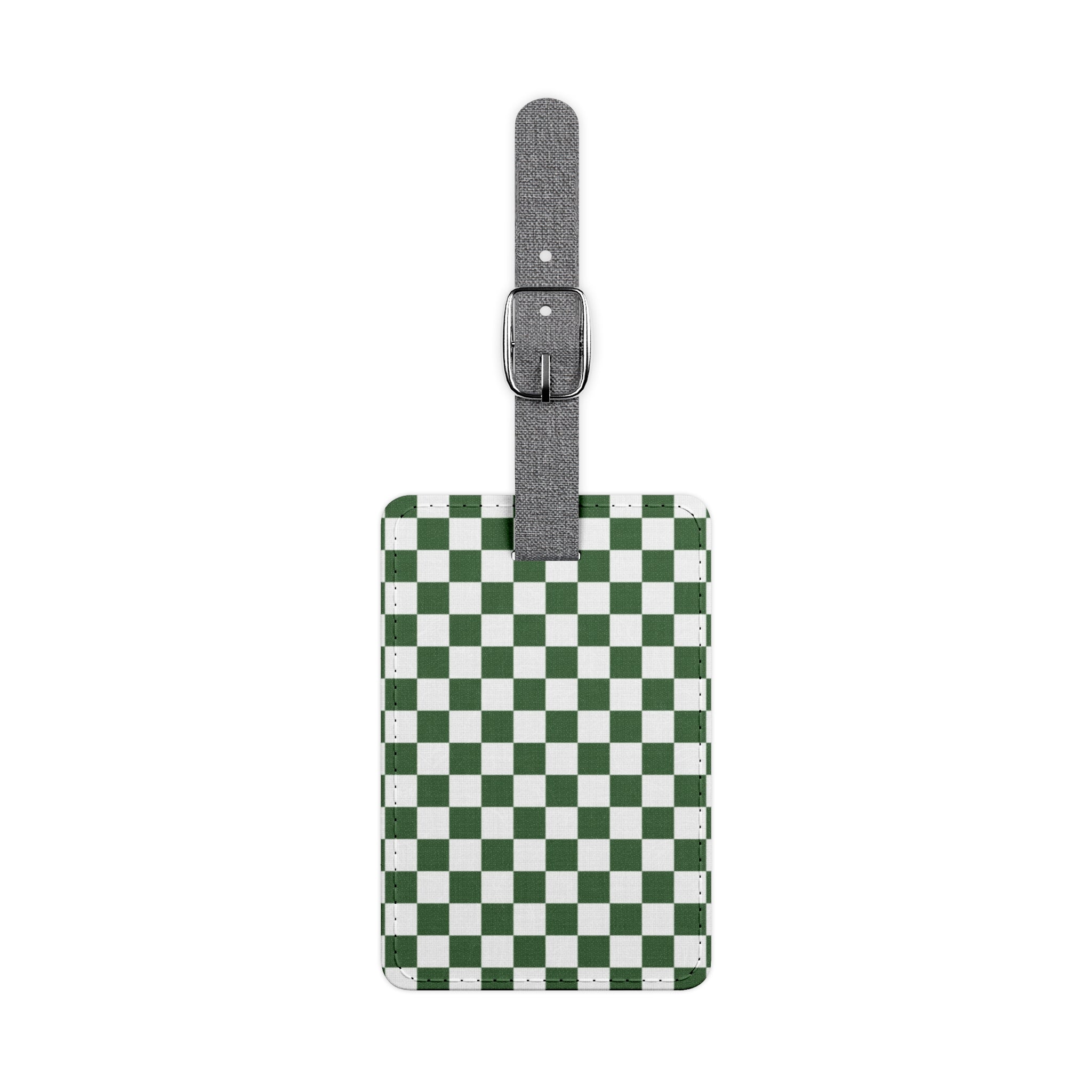 Checkerboard White and Green Saffiano Polyester Luggage Tag, Rectangle, Artsulli - Art is Long, Life is Short, Accessories, Size, One size, Shape, Rectangle, , , 24452183343382077102