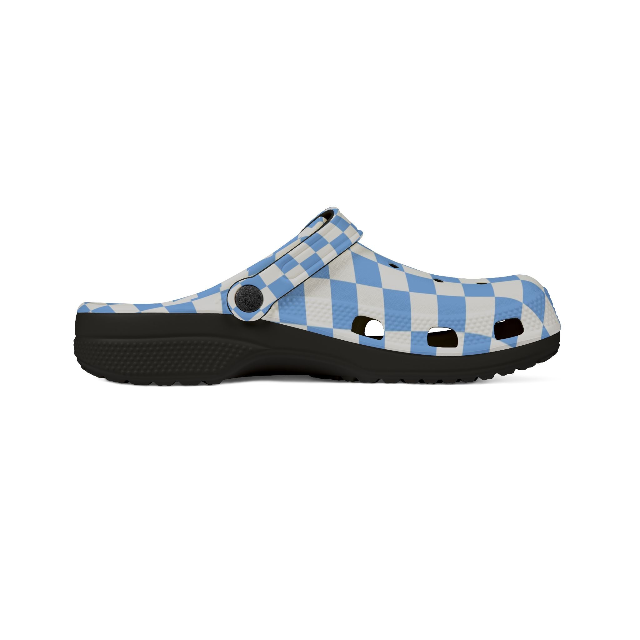 Checkerboard White and Light Blue EVA Foam Rubber Shoes (AOP), Artsulli - Art is Long, Life is Short, Shoes, , , , , , , 