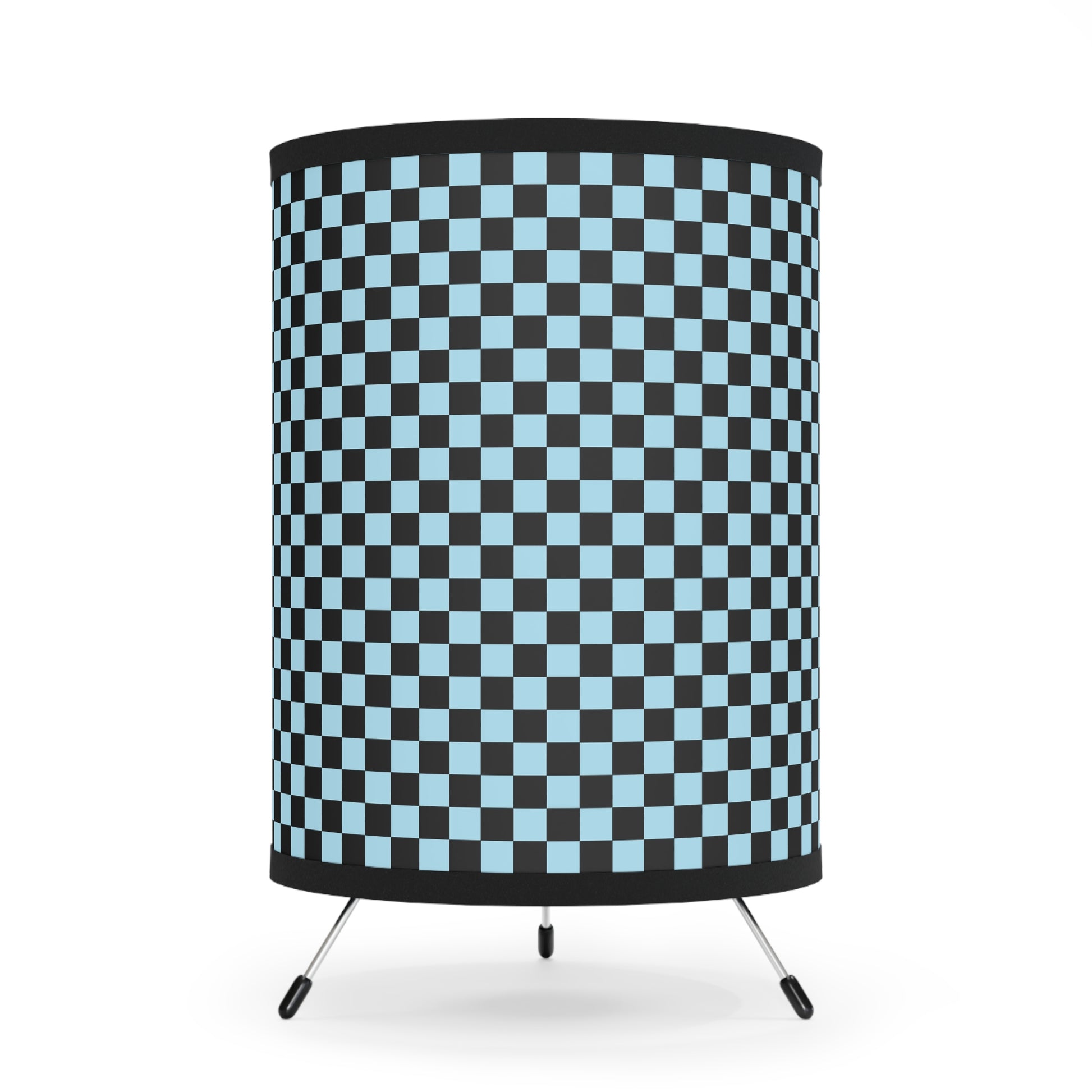 Checkerboard Black and Blue Tripod Lamp with High-Res Printed Shade, US\CA plug, Artsulli - Art is Long, Life is Short, Home Decor, Size, One size, Color, Black, , , 19236622505668621194