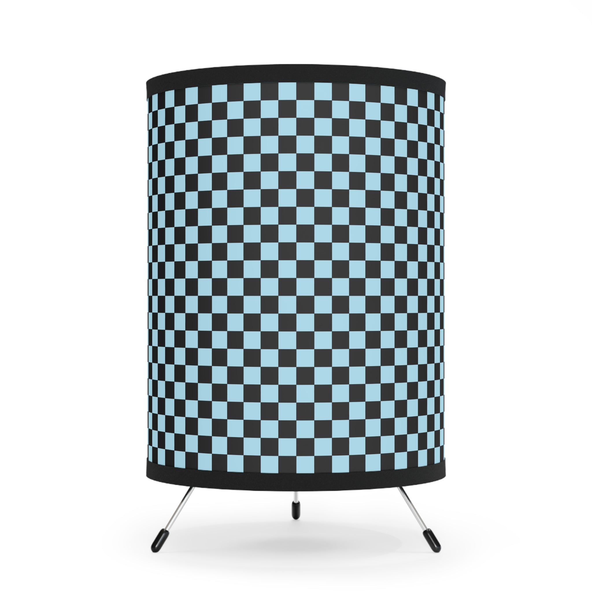 Checkerboard Black and Blue Tripod Lamp with High-Res Printed Shade, US\CA plug, Artsulli - Art is Long, Life is Short, Home Decor, Size, One size, Color, Black, , , 19236622505668621194