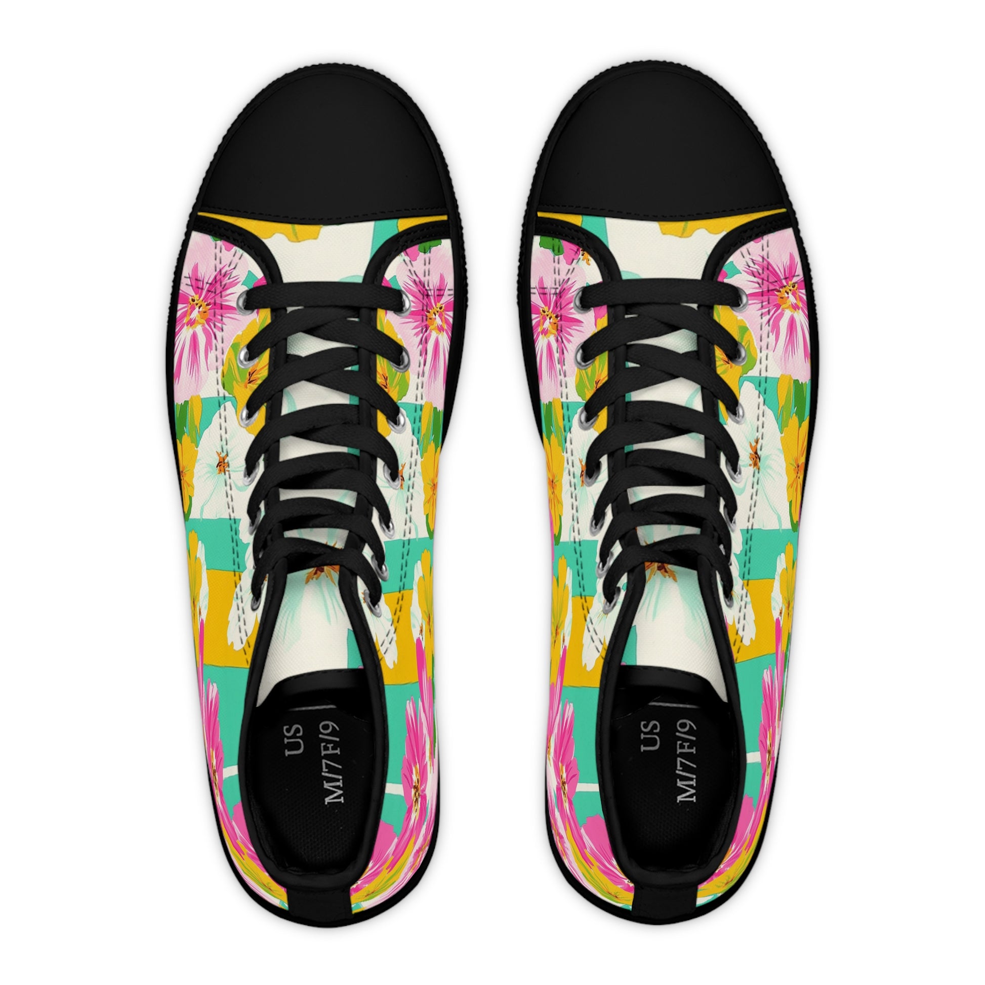Pastel x Floral x Stripes Multi-Color Women's High Top Sneakers, Artsulli - Art is Long, Life is Short, Shoes, , , , , , , 