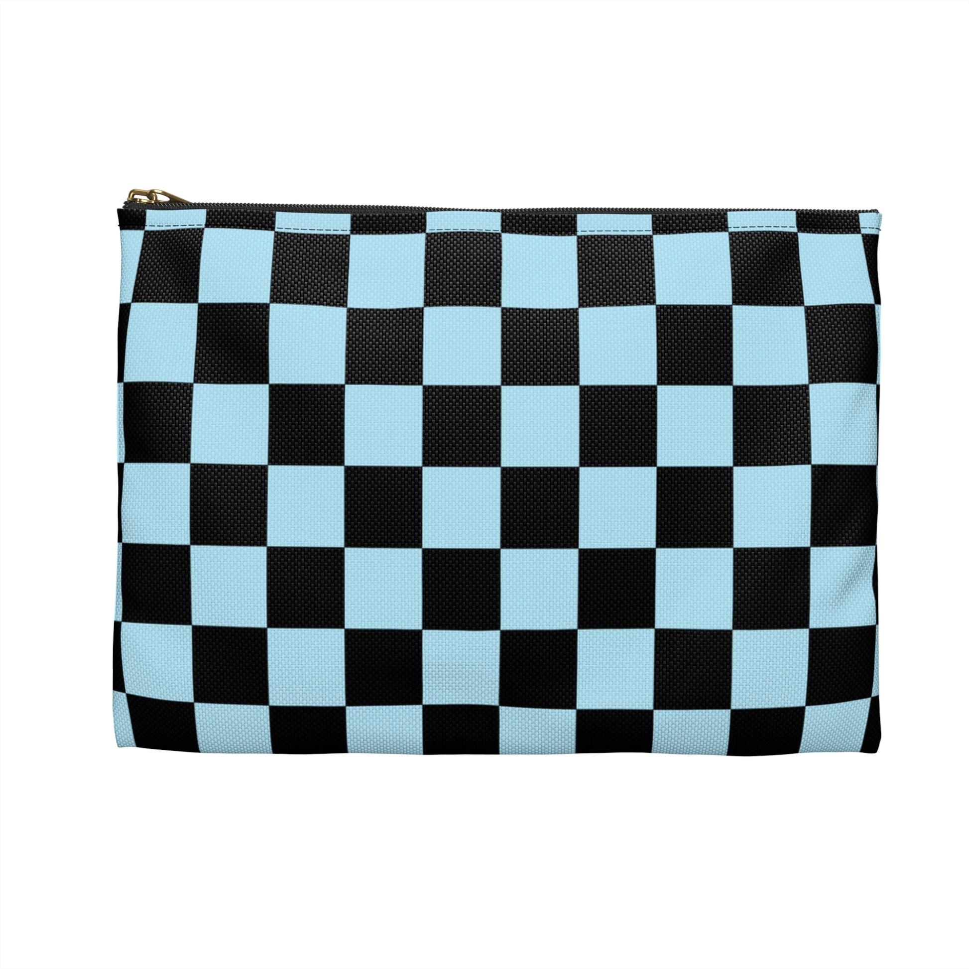 Checkerboard Black and Blue Accessory Pouch, Artsulli - Art is Long, Life is Short, Bags, , , , , , , 