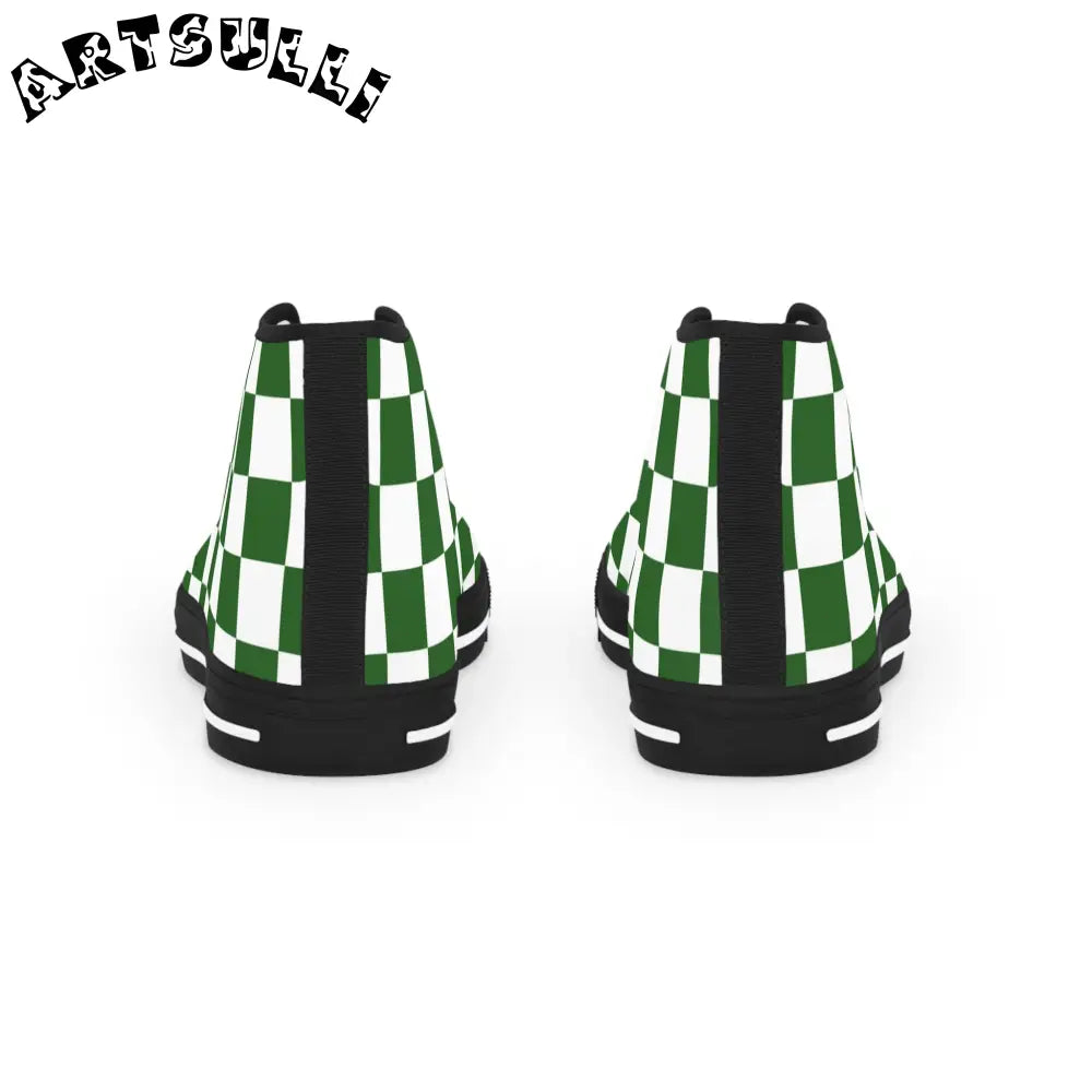 JAKKOUTTHEBXX Checkerboard White and Dark Green Men’s High Top