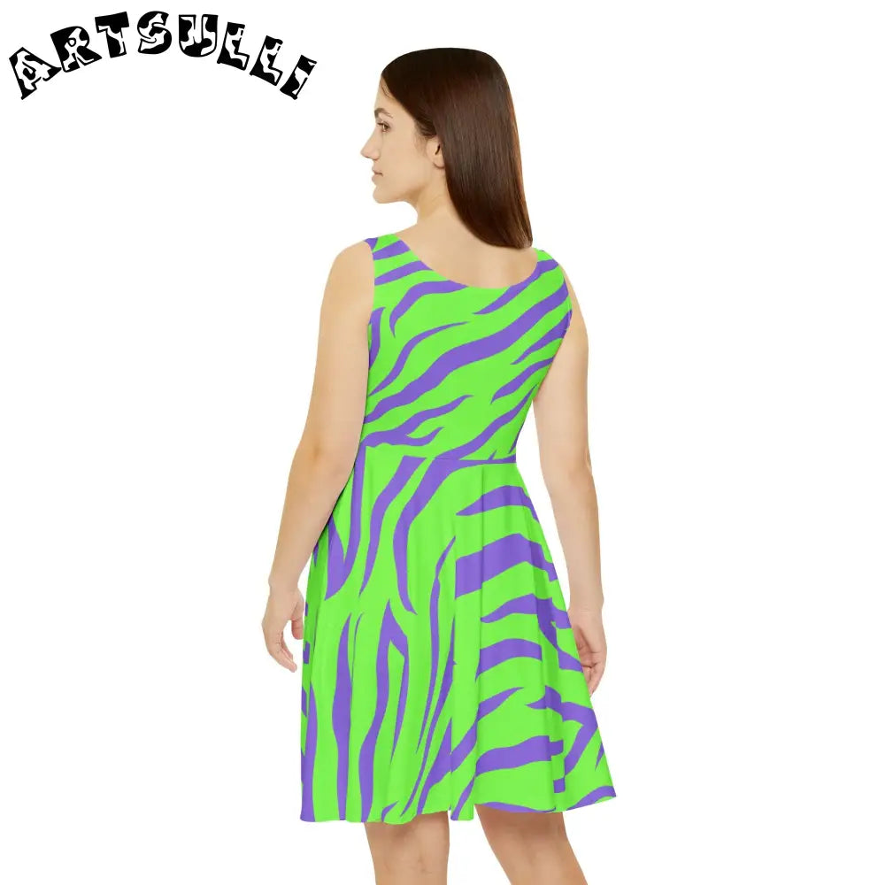 JAKKOUTTHEBXX Tyrannosaurus Print Green and Purple Women’s Skater