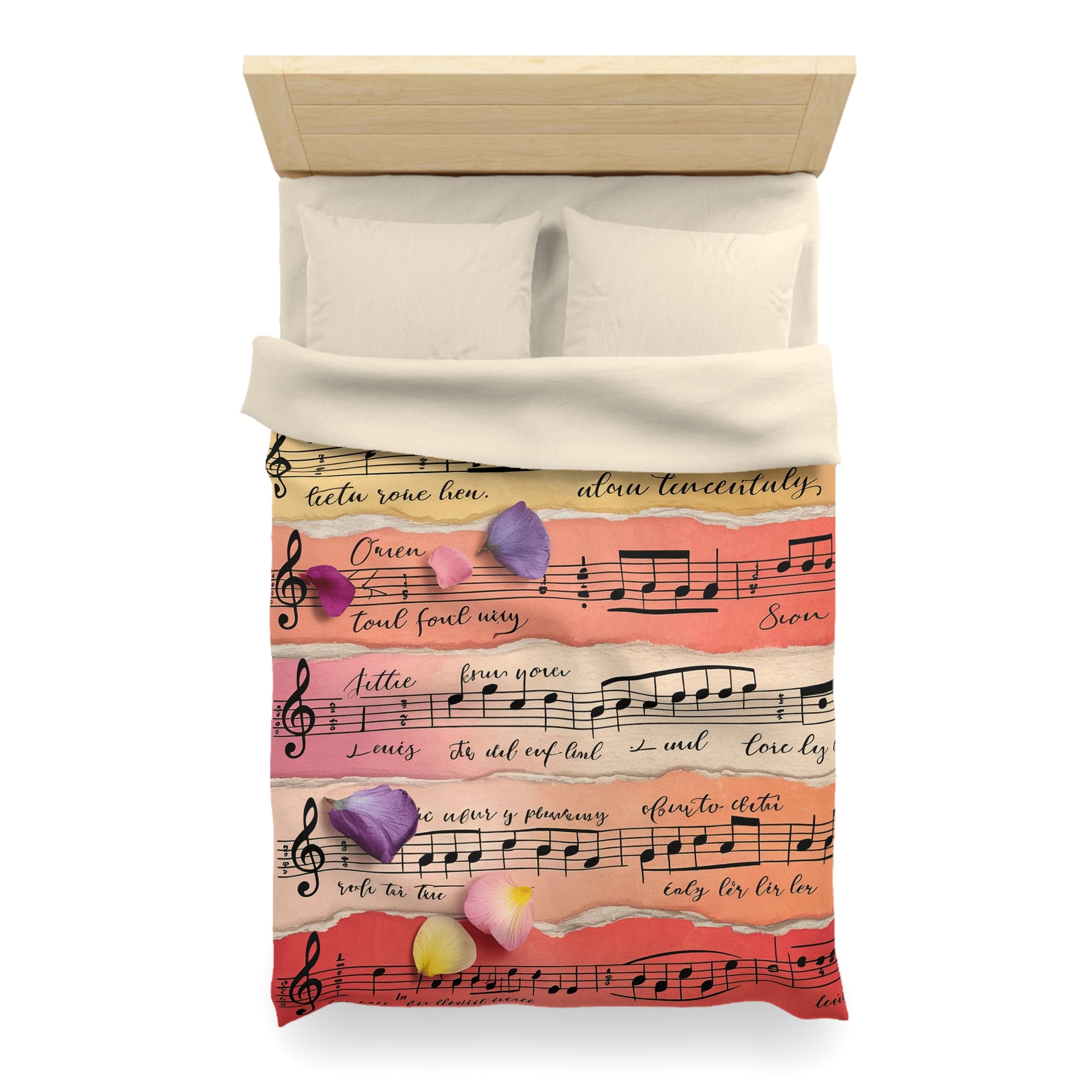 Torn Type Beat Sheet Music Multi-Color Microfiber Duvet Cover, Artsulli - Art is Long, Life is Short, Home Decor, , , , , , , 