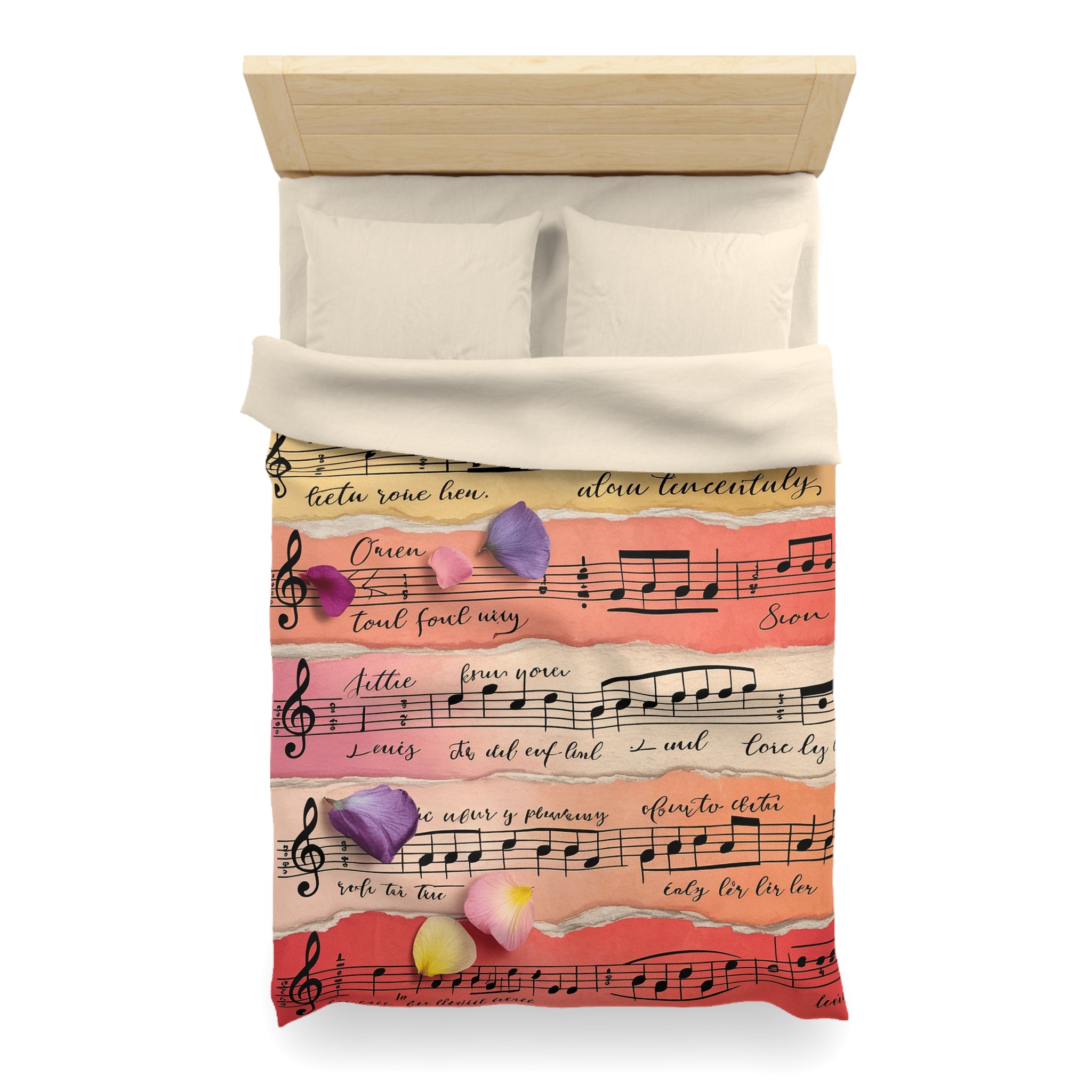 Torn Type Beat Sheet Music Multi-Color Microfiber Duvet Cover, Artsulli - Art is Long, Life is Short, Home Decor, , , , , , , 