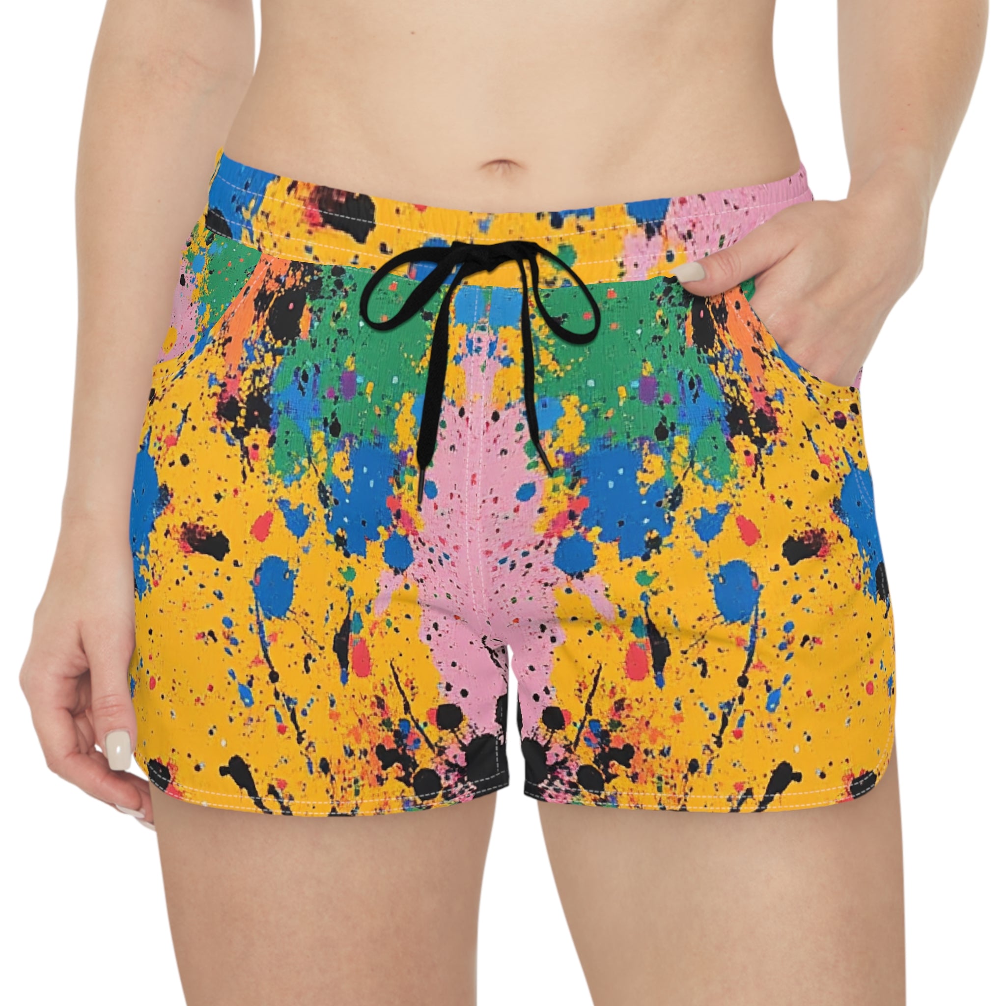 The Colors Of Paint Splatter Women's Casual Shorts (AOP), Artsulli - Art is Long, Life is Short, All Over Prints, , , , , , , 
