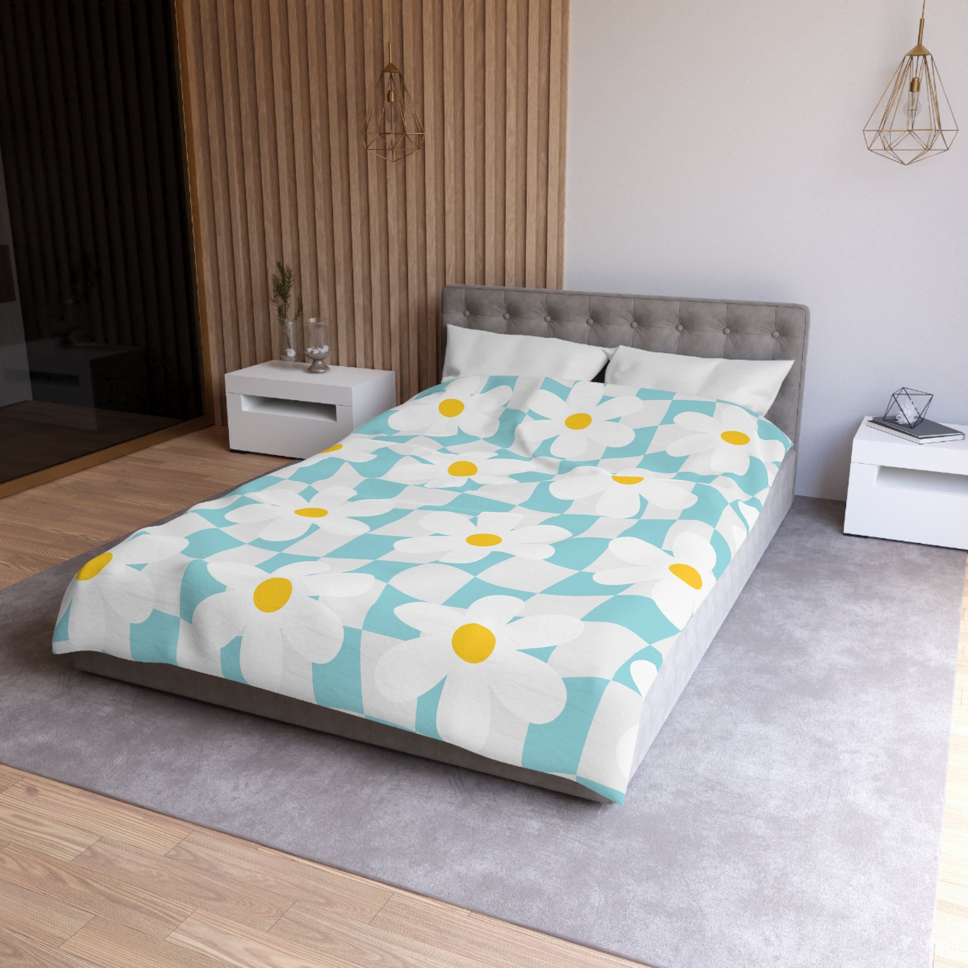 Trippy Check Garden Microfiber Duvet Cover, Artsulli - Art is Long, Life is Short, Home Decor, , , , , , , 