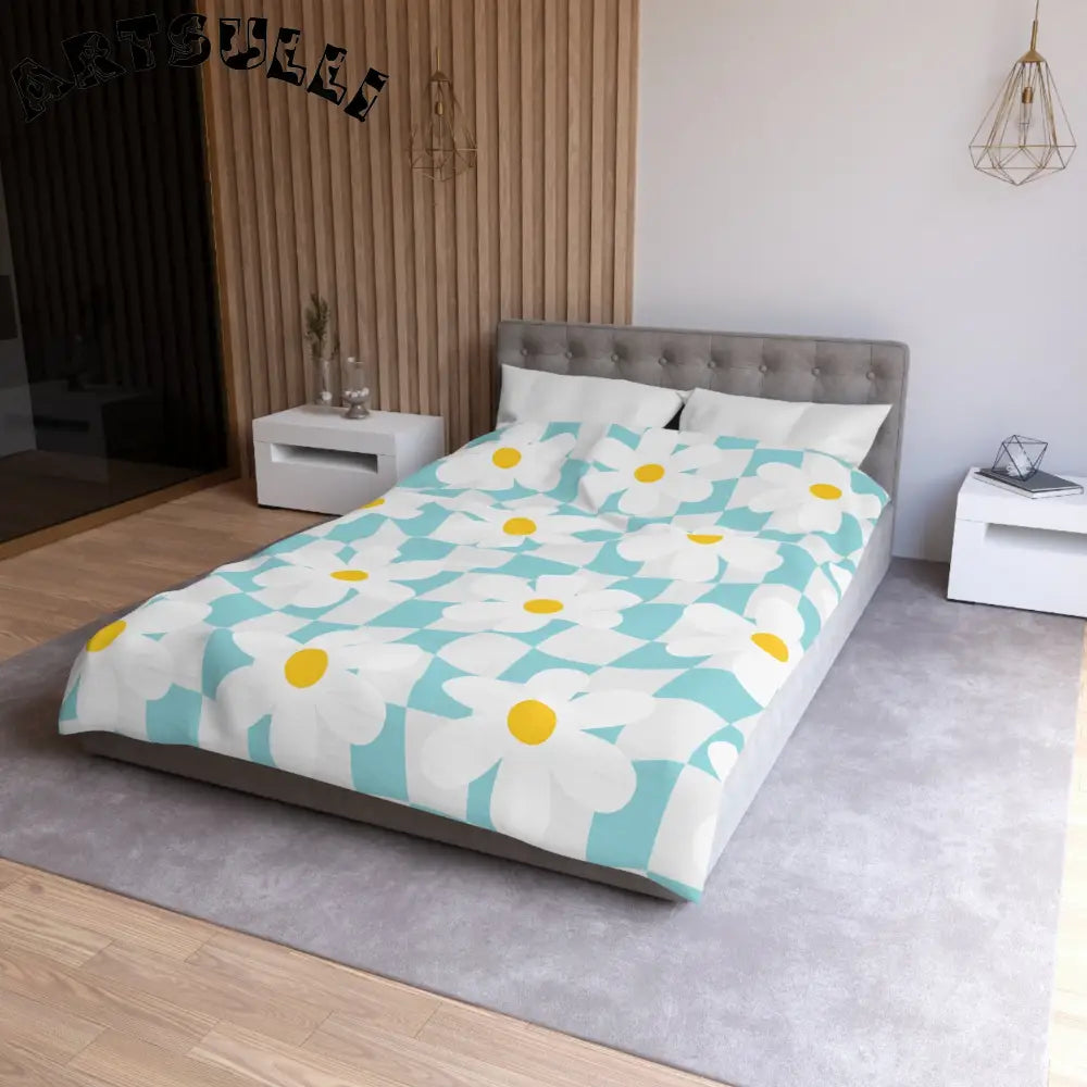 JAKKOUTTHEBXX Trippy Check Garden Microfiber Duvet Cover