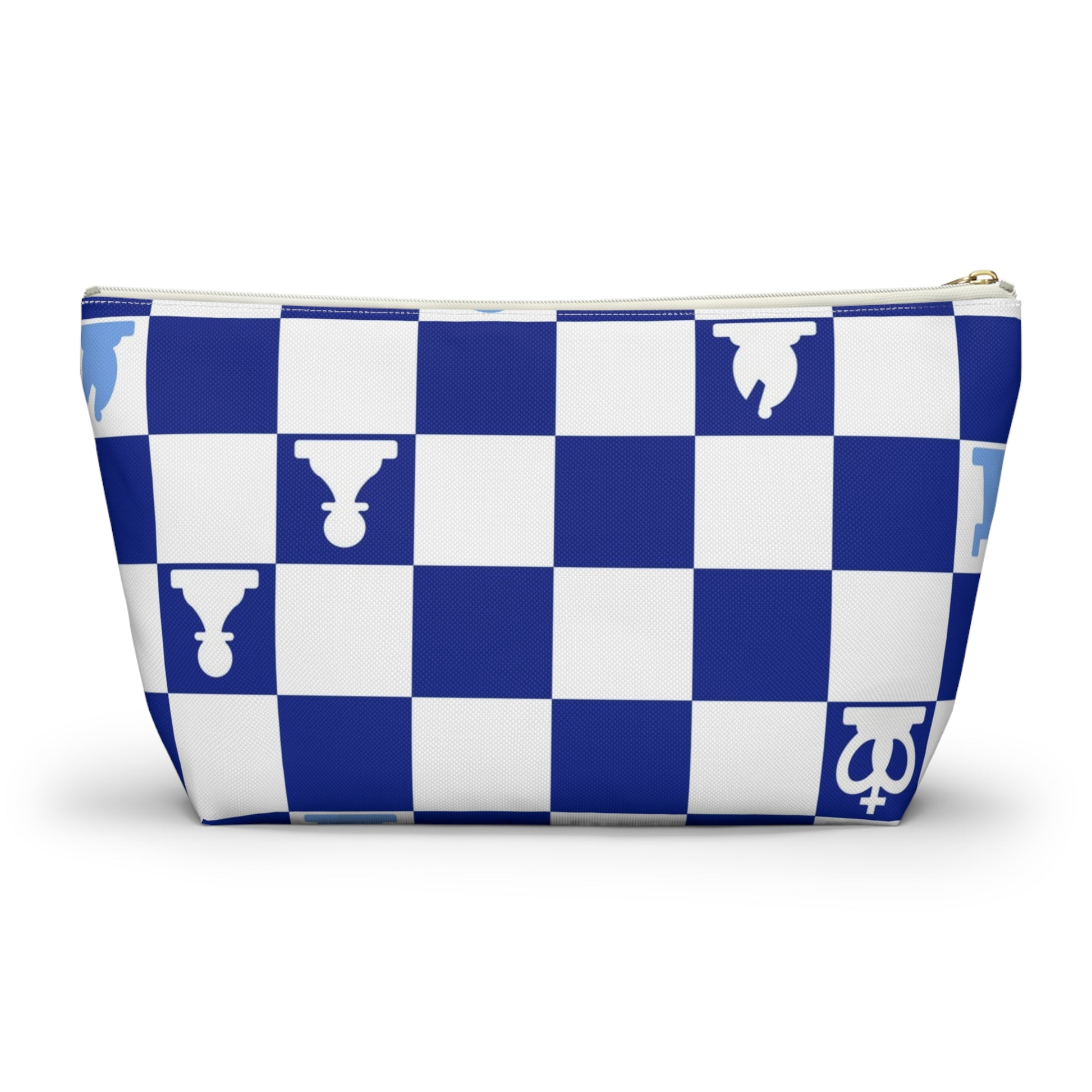 Chessboard Navy Blue Accessory Pouch w T-bottom, Artsulli - Art is Long, Life is Short, Bags, , , , , , , 