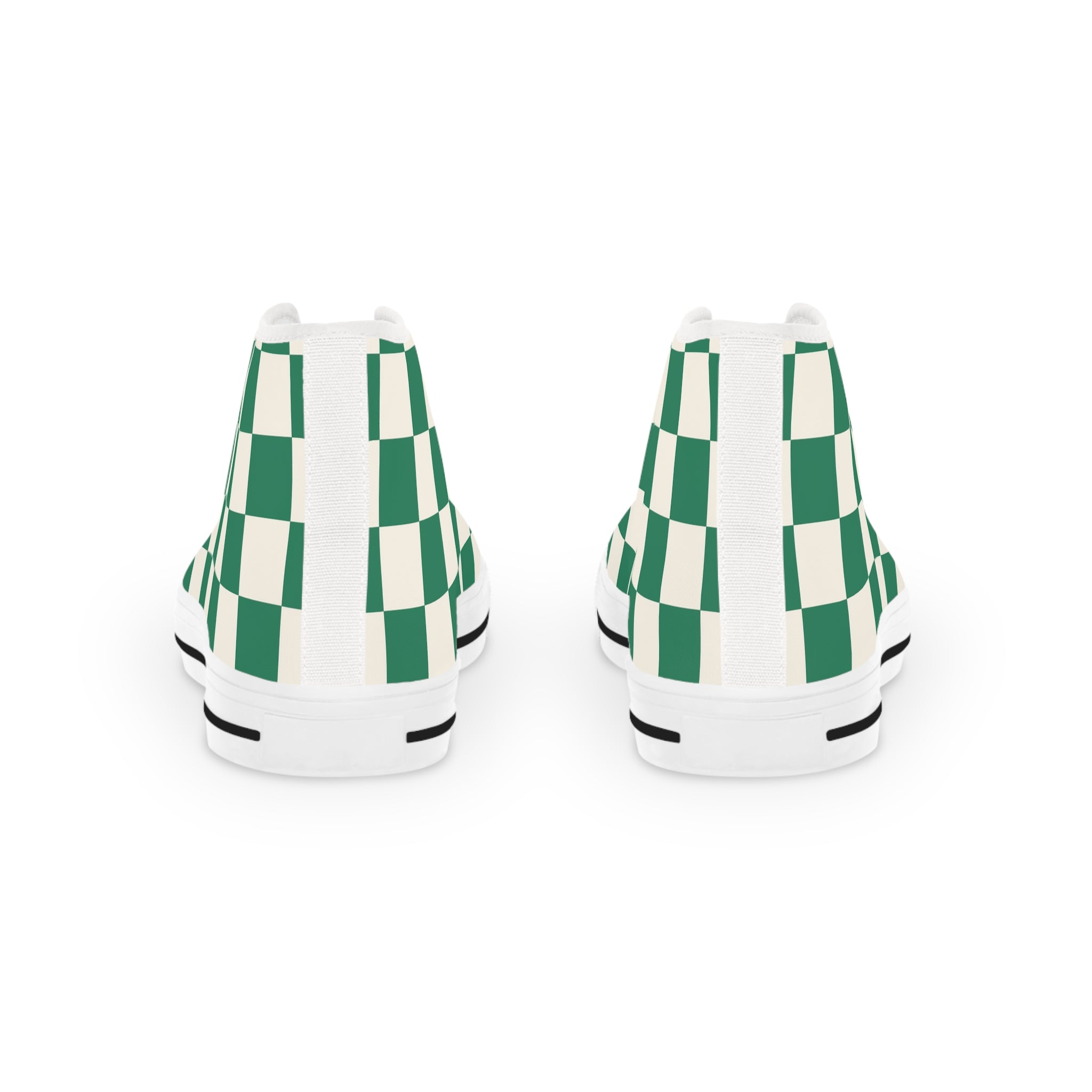 Checkerboard Dark Green Men's High Top Sneakers, Artsulli - Art is Long, Life is Short, Shoes, , , , , , , 