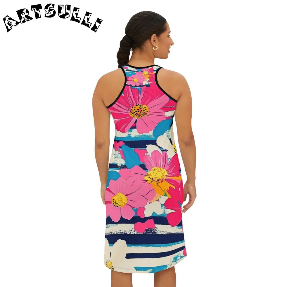 JAKKOUTTHEBXX Dayglo Floral Stripes II Multi-Color Women’s Racerback