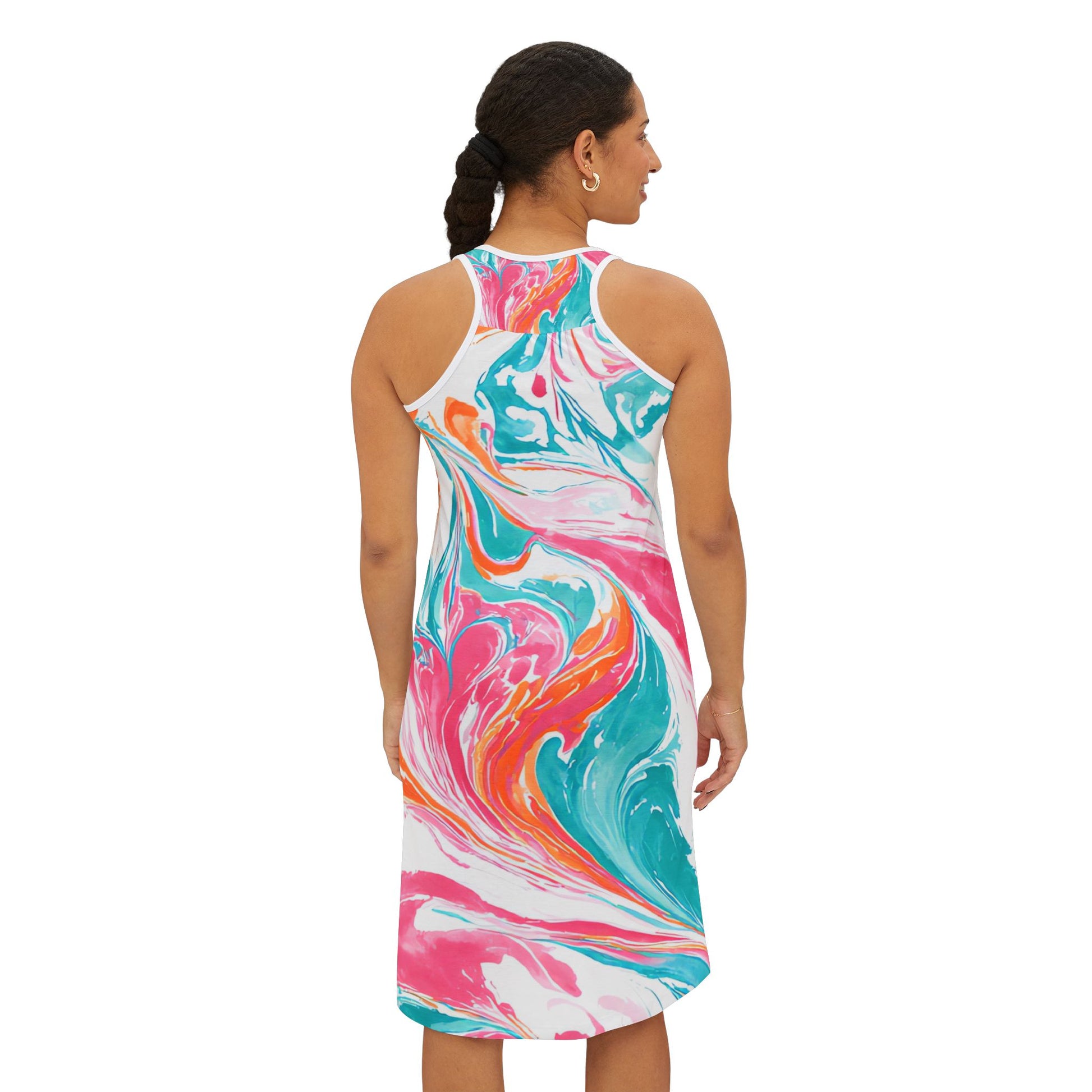 Liquid Pastel Spill Multi-Color Women's Racerback Dress (AOP), Artsulli - Art is Long, Life is Short, Tank Top, , , , , , , 