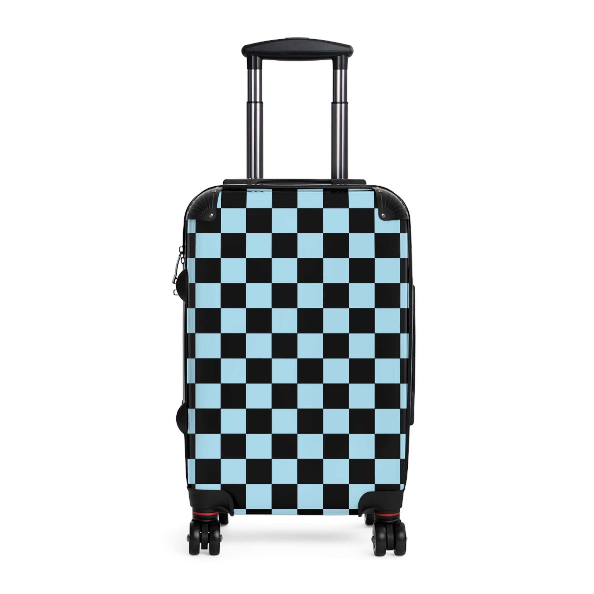 Checkerboard Black and Blue Suitcase, Artsulli - Art is Long, Life is Short, Bags, Size, Small, Color, Black, , , 15838204740881745711