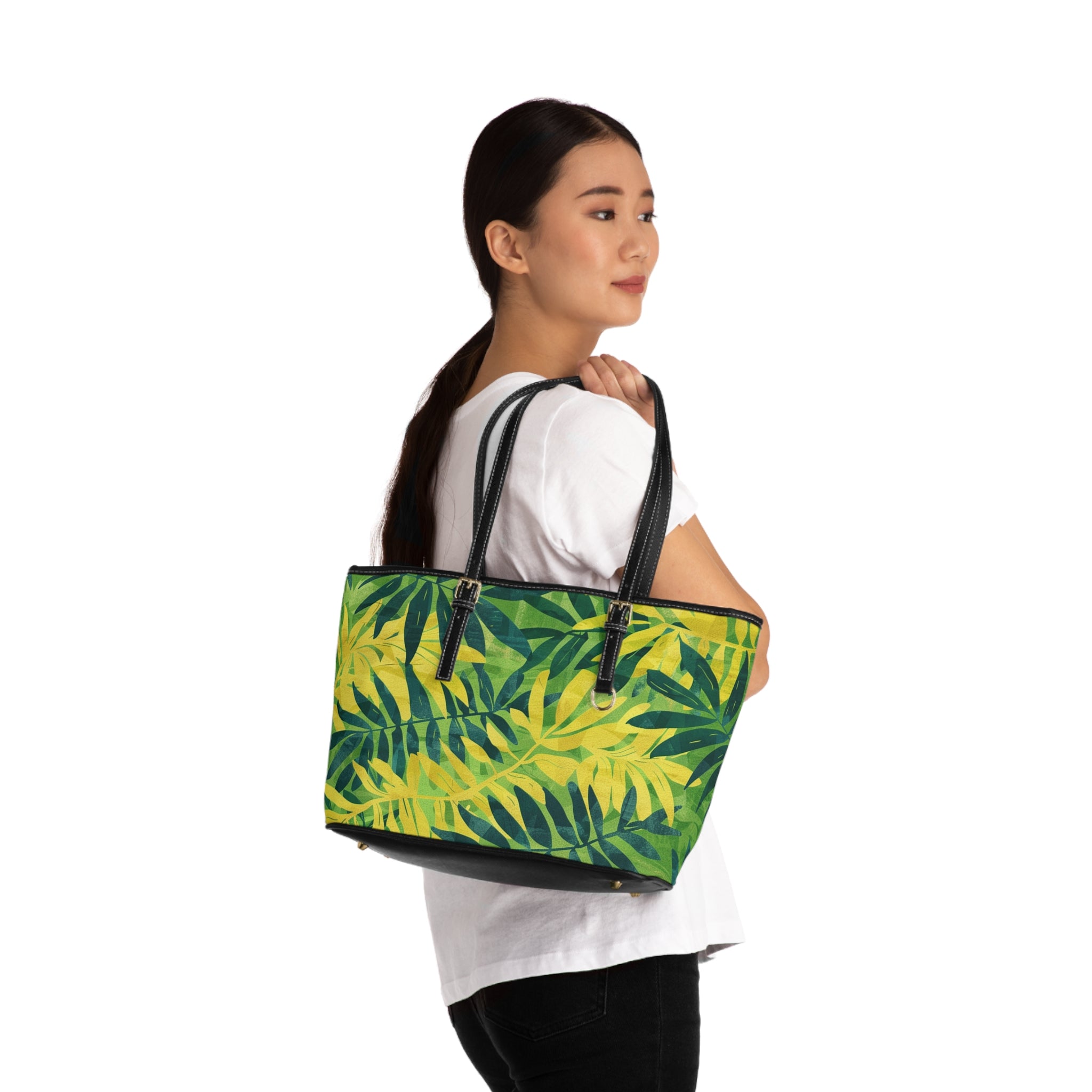 Green Leaf x Yellow Leaf x Tropical x Jungle II PU Leather Shoulder Bag, Artsulli - Art is Long, Life is Short, Bags, , , , , , , 