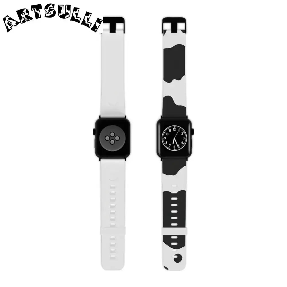 JAKKOUTTHEBXX Smartwatch Pair with White and Cow Print Apple Watch