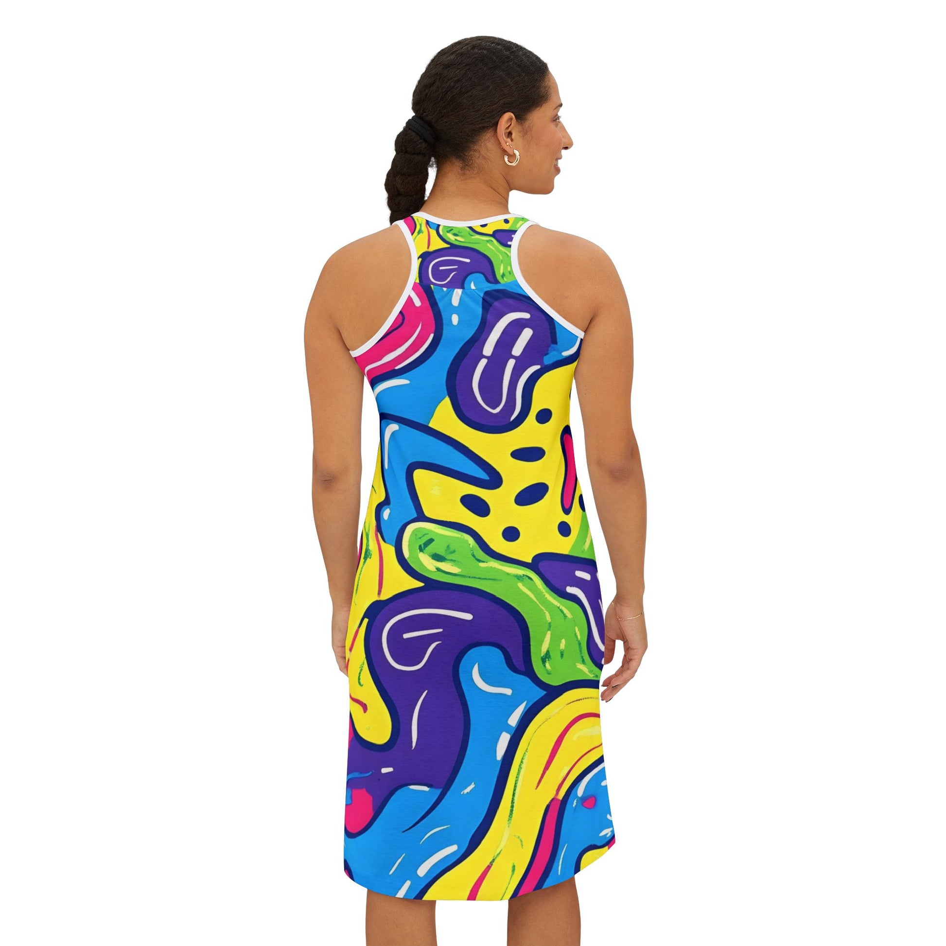 90s Trippy Slime Women's Racerback Dress (AOP), Artsulli - Art is Long, Life is Short, Tank Top, , , , , , , 