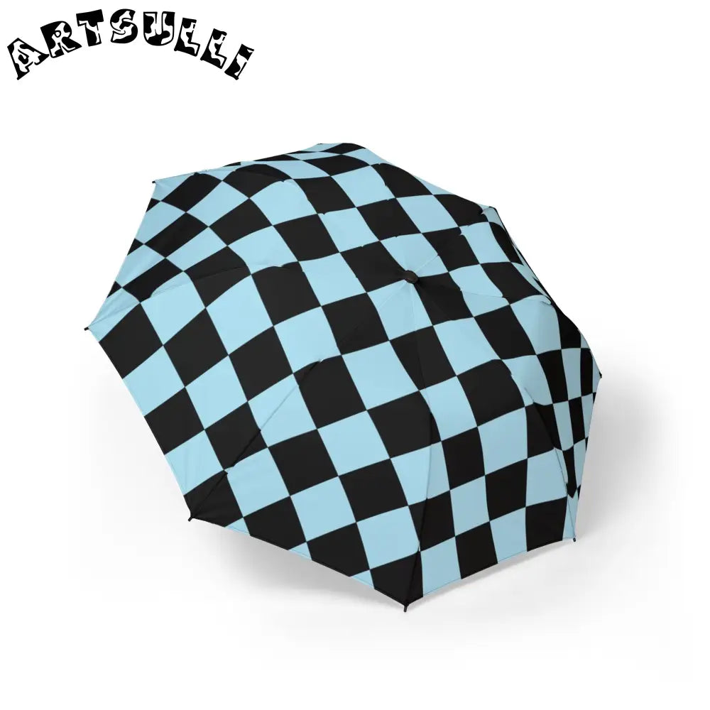JAKKOUTTHEBXX Checkerboard Black and Blue Semi-Automatic Foldable