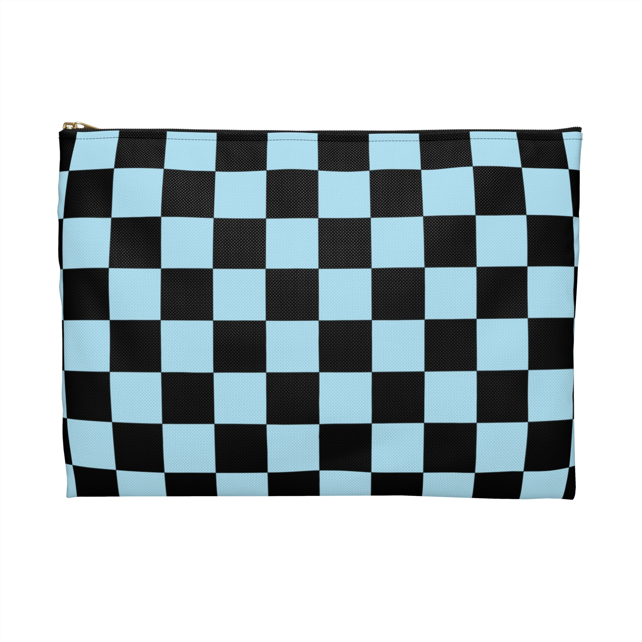 Checkerboard Black and Blue Accessory Pouch, Artsulli - Art is Long, Life is Short, Bags, , , , , , , 