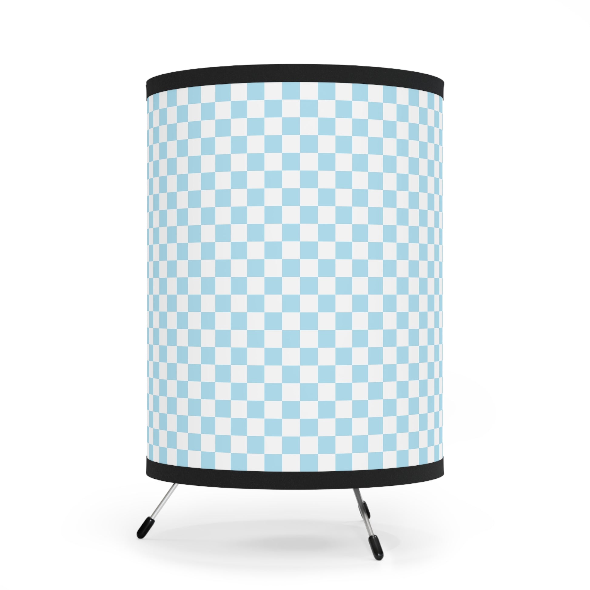 Checkerboard Sky Blue Tripod Lamp with High-Res Printed Shade, US\CA plug, Artsulli - Art is Long, Life is Short, Home Decor, , , , , , , 