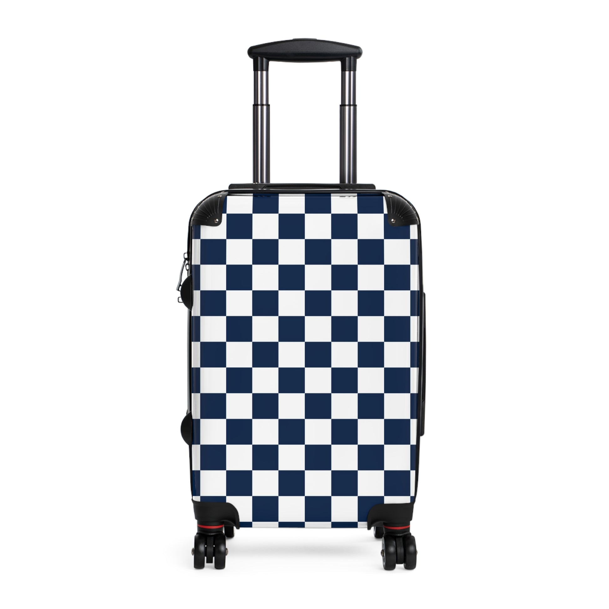 Checkerboard White and Navy Blue Suitcase, Artsulli - Art is Long, Life is Short, Bags, Size, Small, Color, Black, , , 17367479224254749078