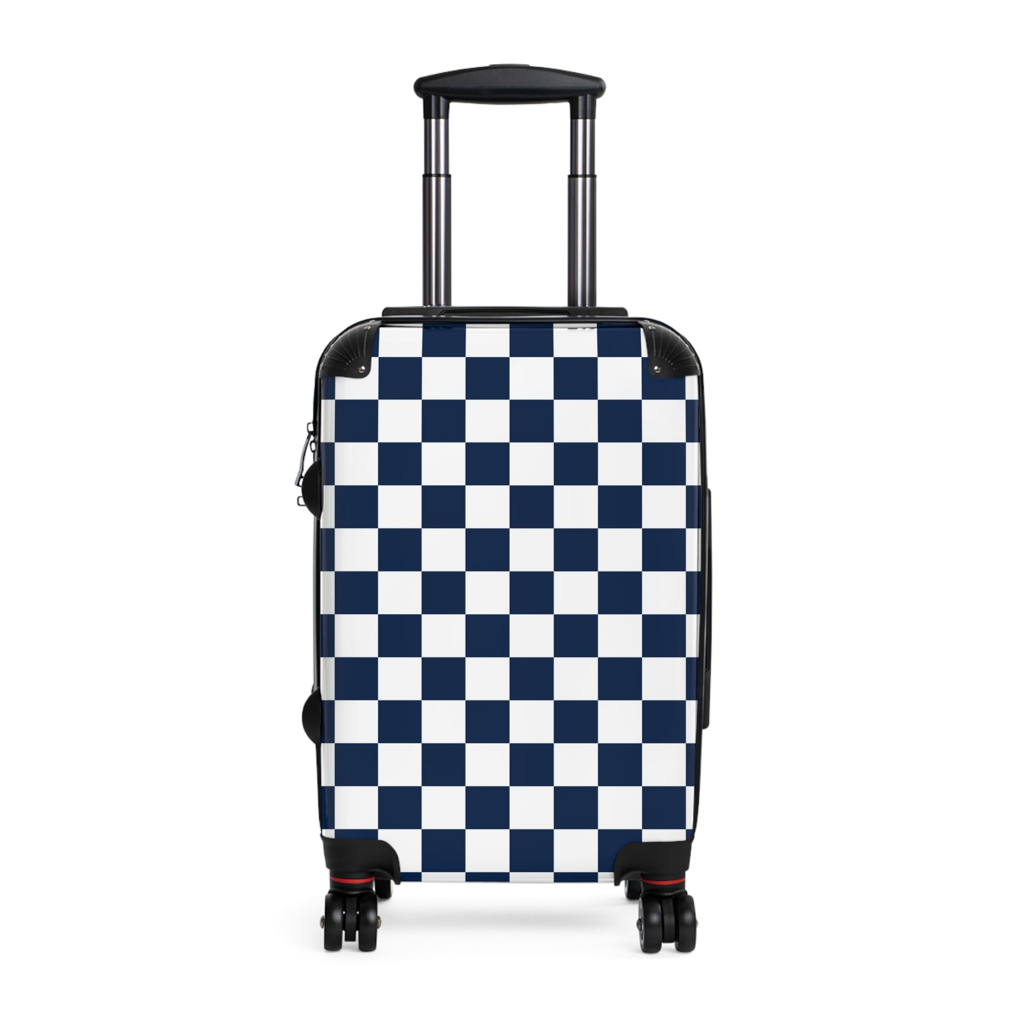 Checkerboard White and Navy Blue Suitcase, Artsulli - Art is Long, Life is Short, Bags, Size, Small, Color, Black, , , 17367479224254749078