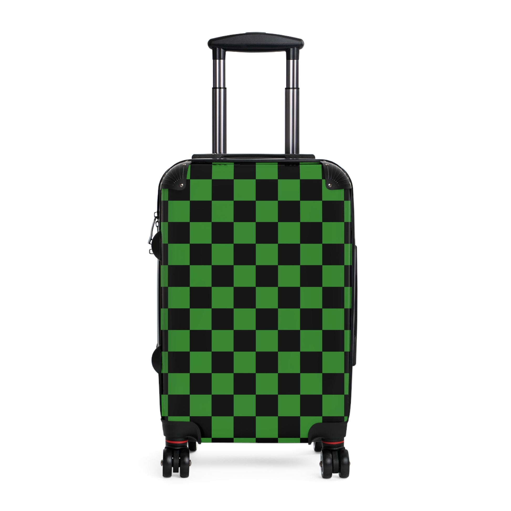 Checkerboard Green and Black Suitcase, Artsulli - Art is Long, Life is Short, Bags, Size, Small, Color, Black, , , 25794407493697045809