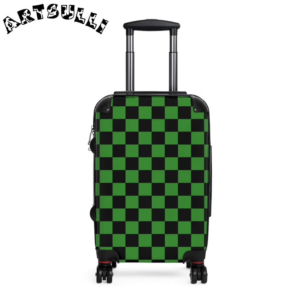 JAKKOUTTHEBXX Checkerboard Green and Black Suitcase JAKKOUTTHEBXX
