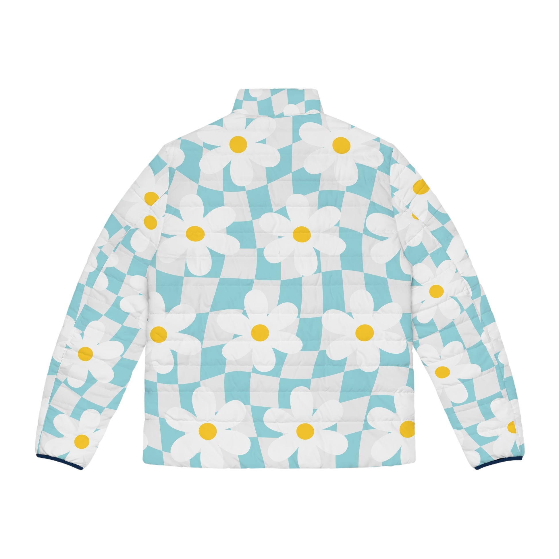 Trippy Check Garden Men's Puffer Jacket (AOP), Artsulli - Art is Long, Life is Short, All Over Prints, , , , , , , 