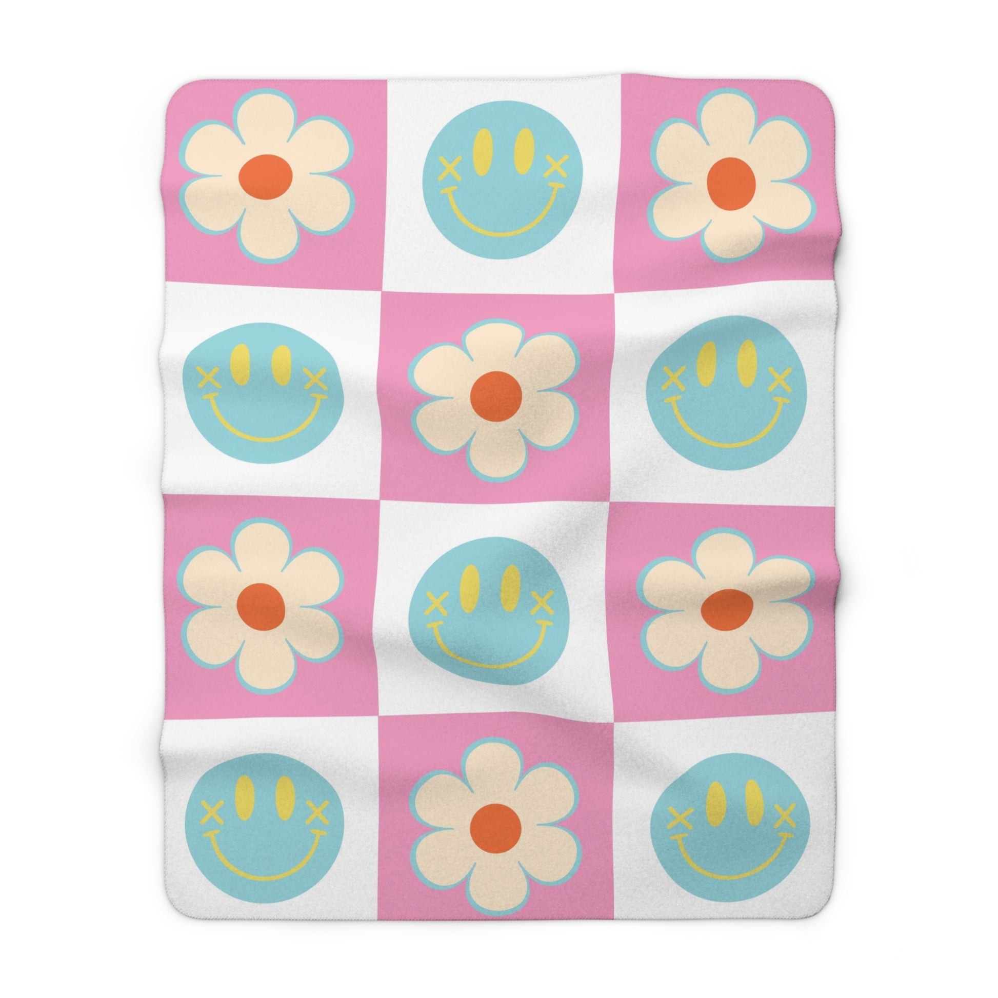 Madotsukis Grin Bloom Sherpa Fleece Blanket, Artsulli - Art is Long, Life is Short, Home Decor, Size, 60" × 80", , , , , 31265631614369808862