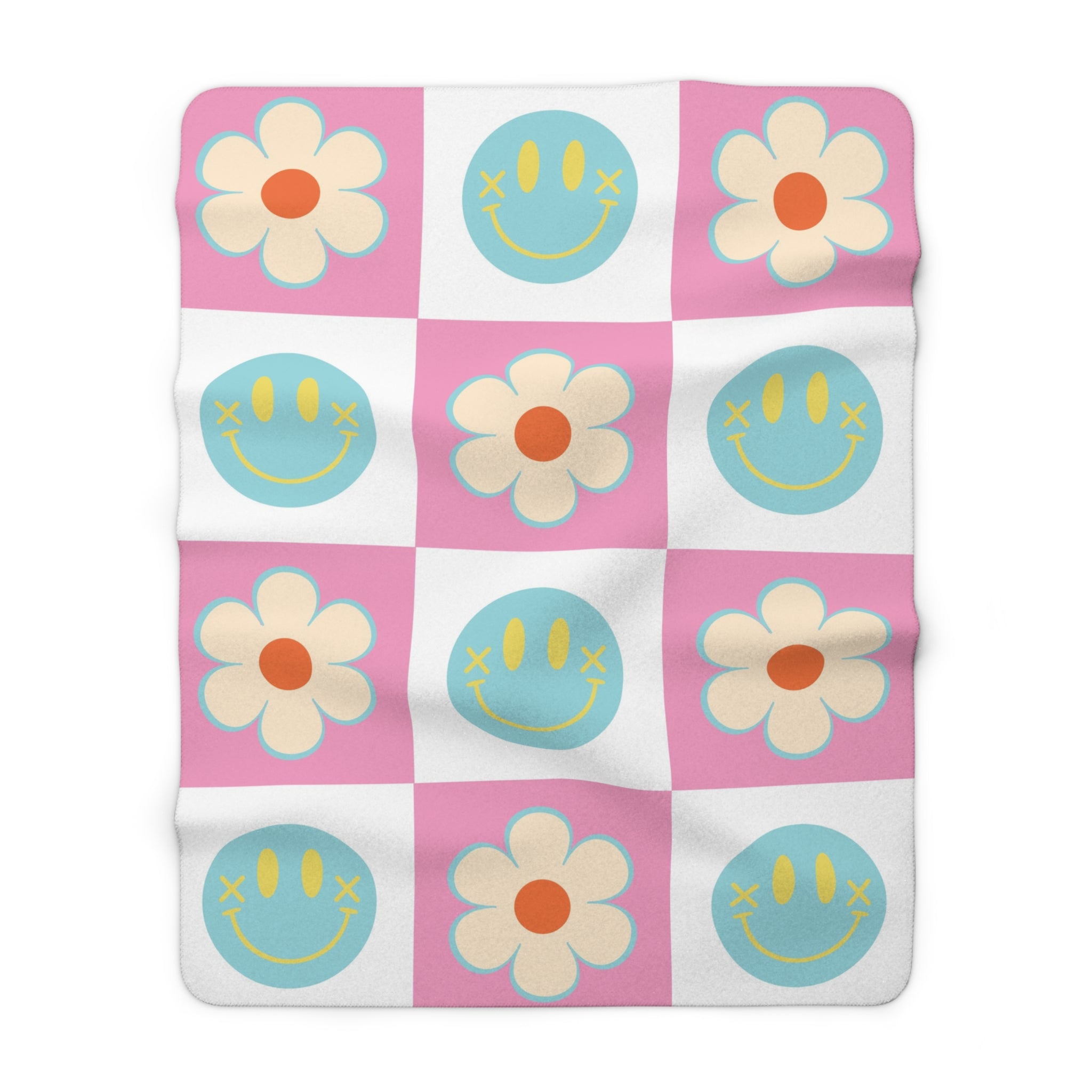 Madotsukis Grin Bloom Sherpa Fleece Blanket, Artsulli - Art is Long, Life is Short, Home Decor, Size, 60" × 80", , , , , 31265631614369808862