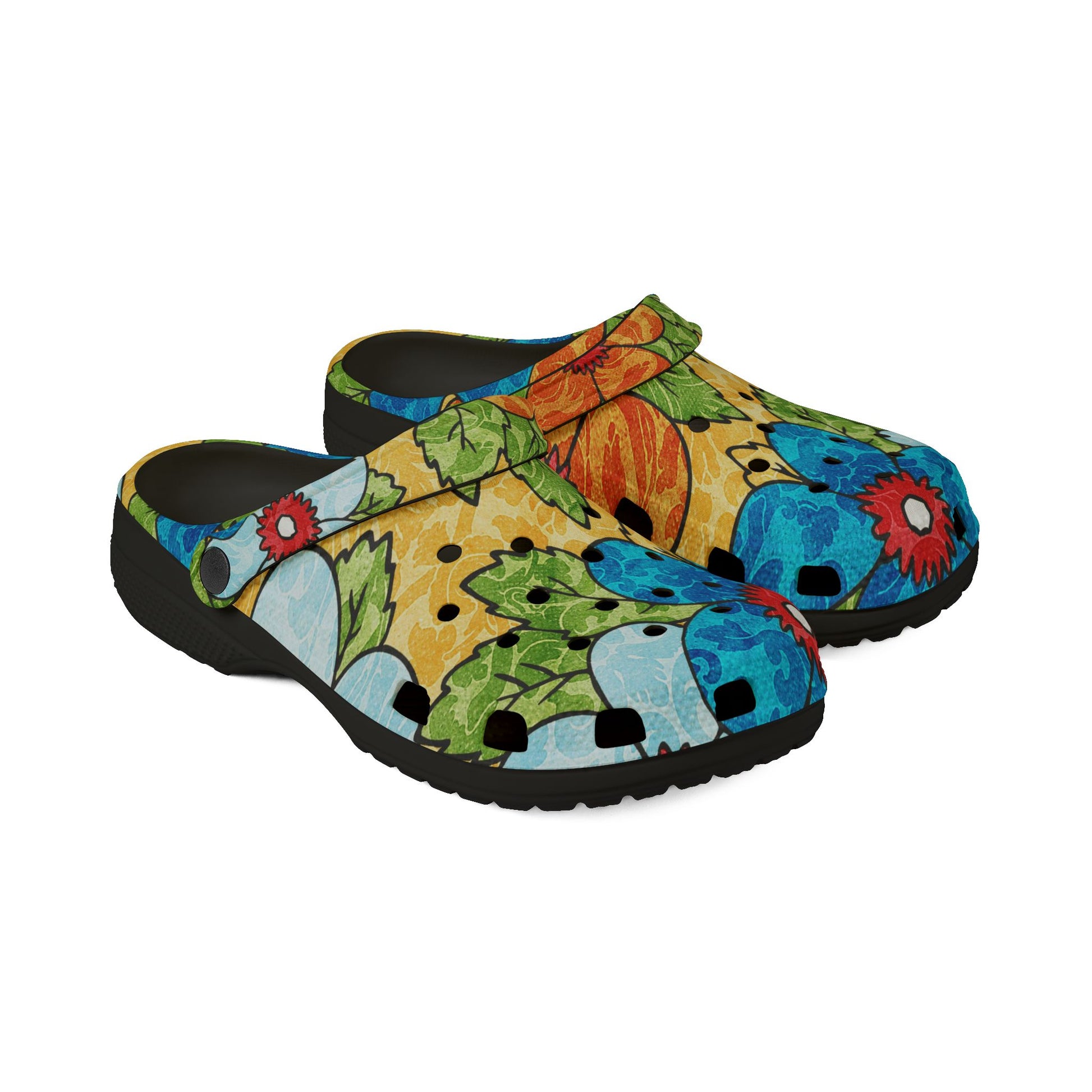 Groovy Yellow Floral Kl EVA Foam Rubber Shoes (AOP), Artsulli - Art is Long, Life is Short, Shoes, , , , , , , 