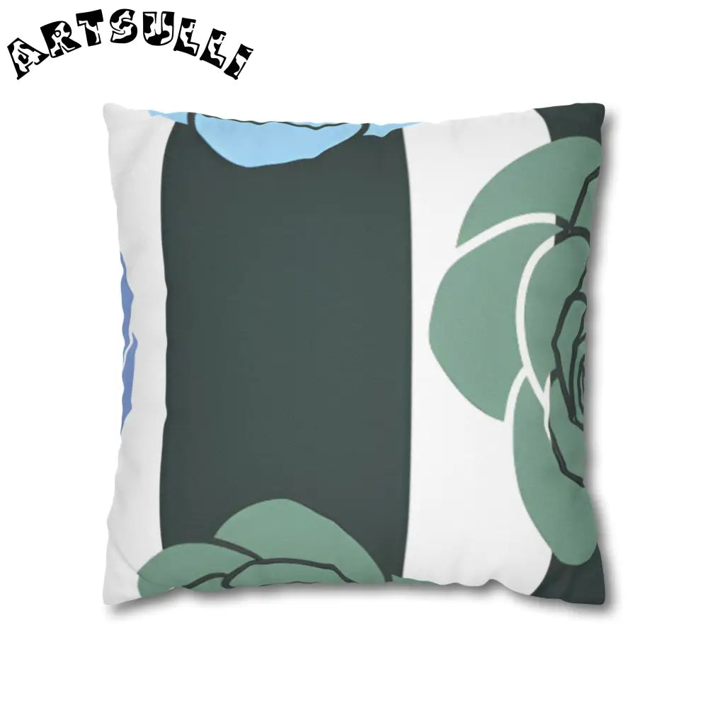 JAKKOUTTHEBXX Striped Rose Garden Spun Polyester Square Pillowcase