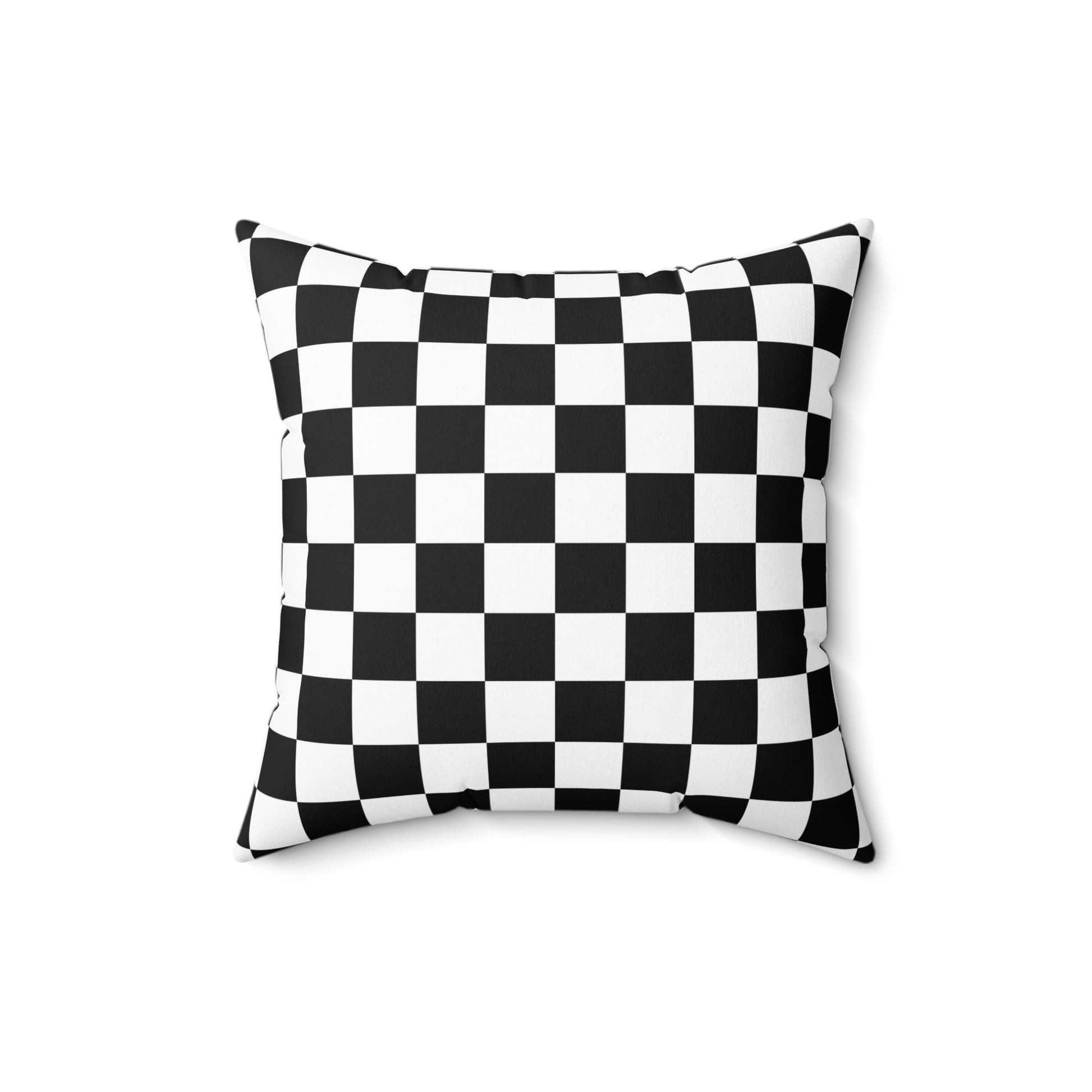 Checkerboard Black and White Spun Polyester Square Pillow, Artsulli - Art is Long, Life is Short, Home Decor, Size, 16" × 16", , , , , 24560991254667