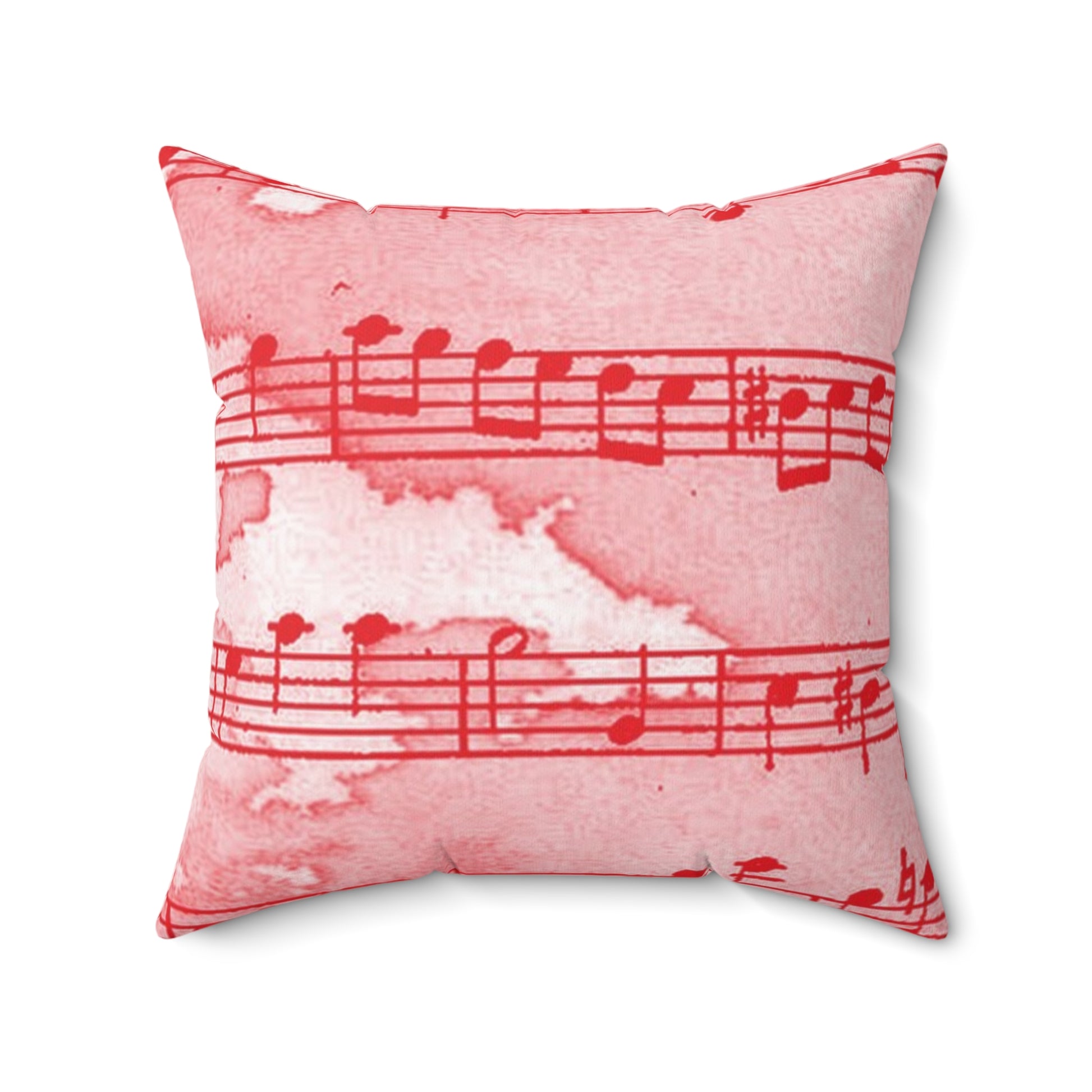 Drip Spill Type Beat Sheet Music Red Spun Polyester Square Pillow, Artsulli - Art is Long, Life is Short, Home Decor, Size, 20" × 20", , , , , 49068674318678237274