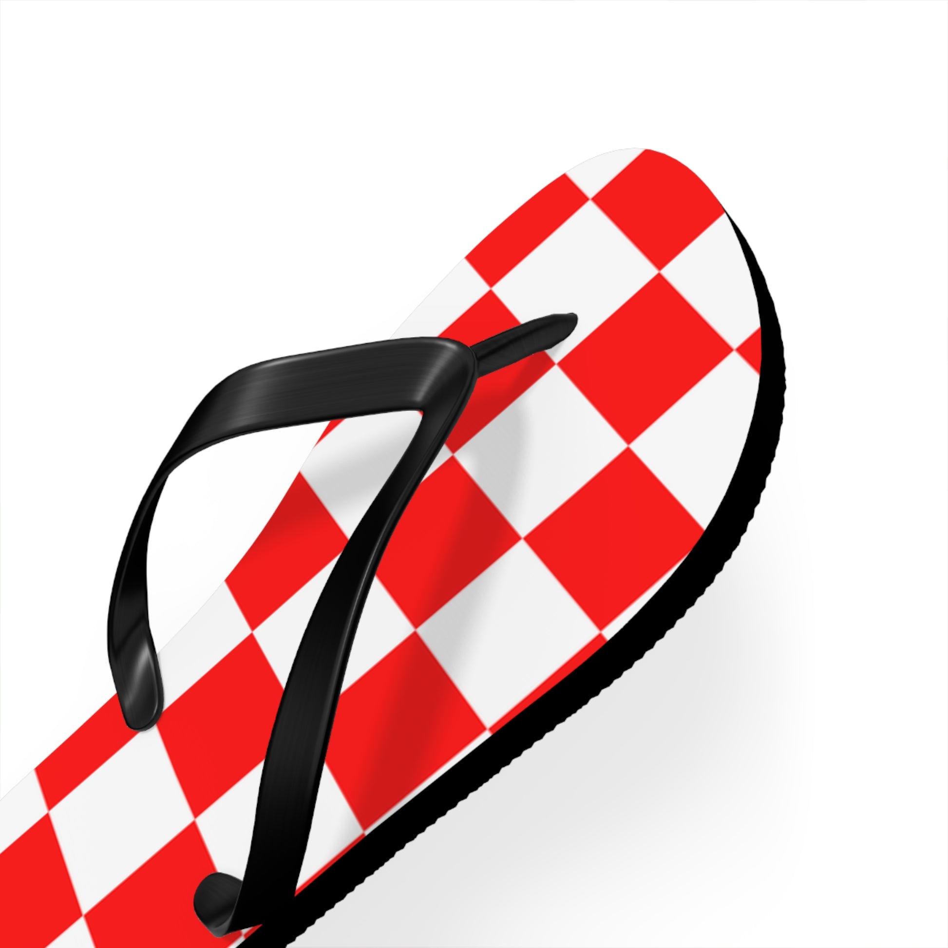 Checkerboard Red and White Flip Flops, Artsulli - Art is Long, Life is Short, Shoes, , , , , , , 