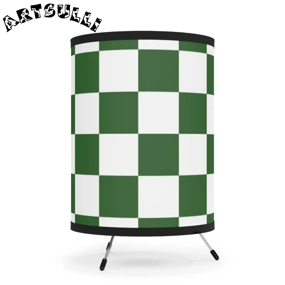 JAKKOUTTHEBXX Checkerboard White and Dark Green Tripod Lamp