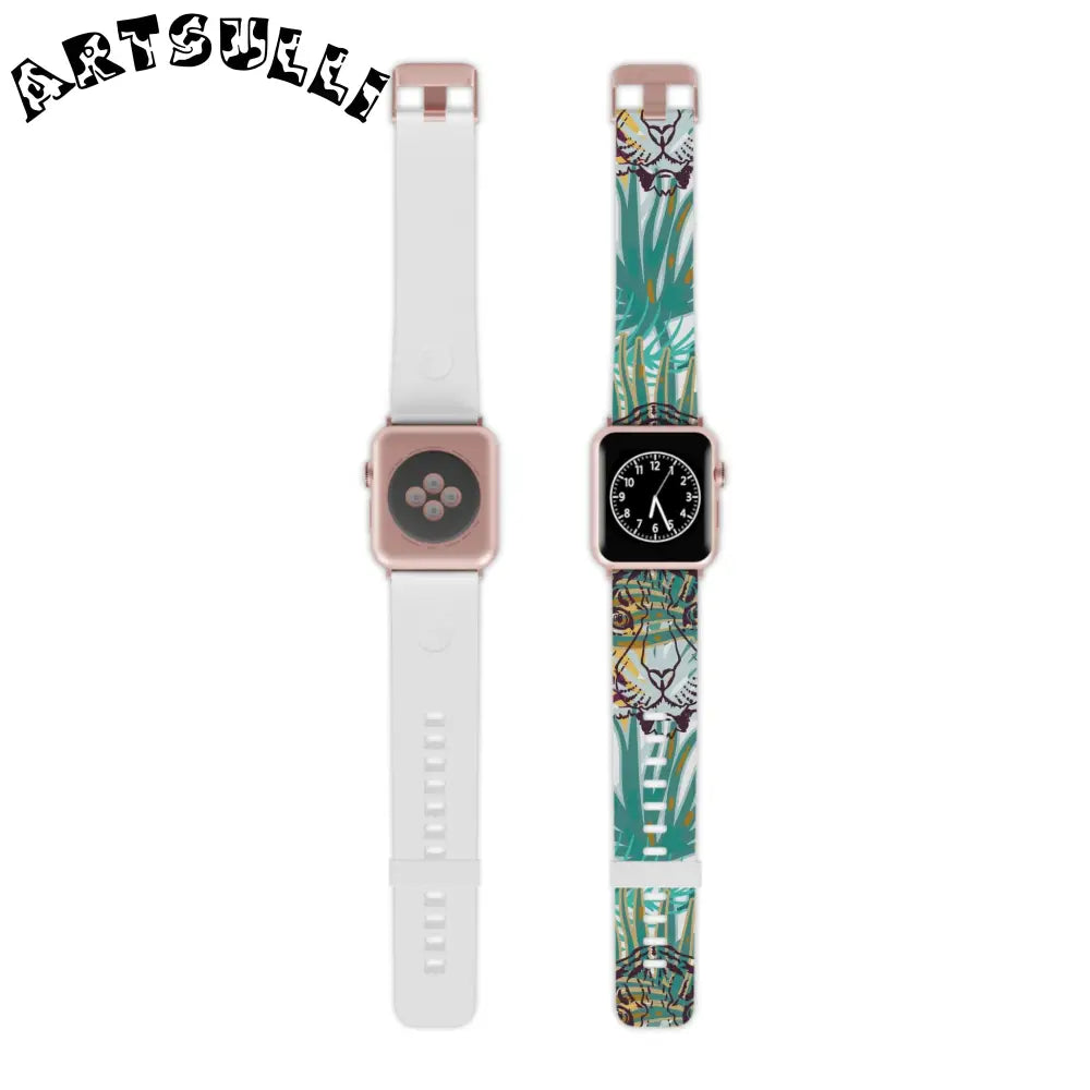 JAKKOUTTHEBXX Tropical Jungle Tigers Brown and Green Watch Band