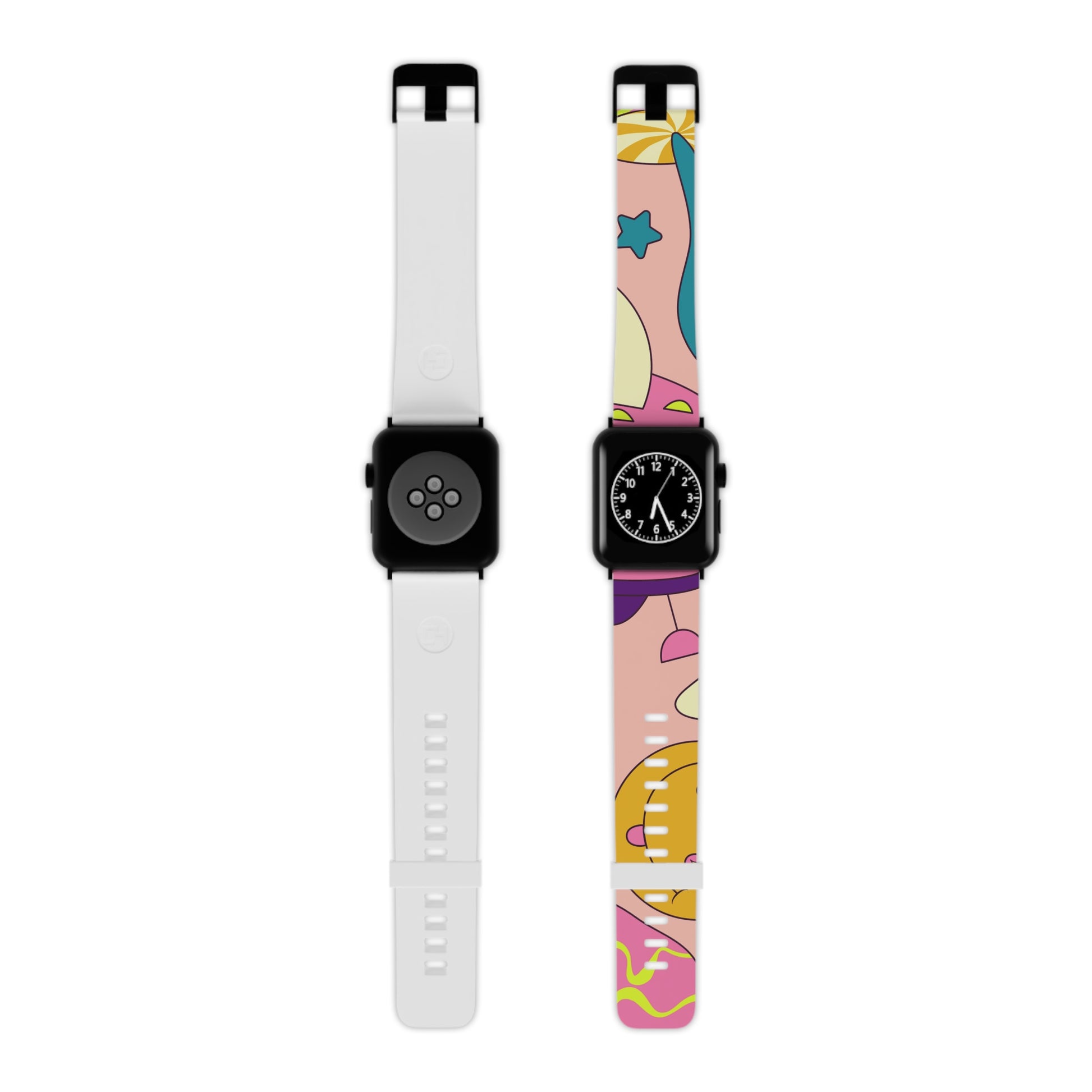 Trippy Spaceships Pink Watch Band for Apple Watch, Artsulli - Art is Long, Life is Short, Accessories, Size, 8'' × 0.75'' / 38 - 40 mm, Color, Black, , , 14073318481972