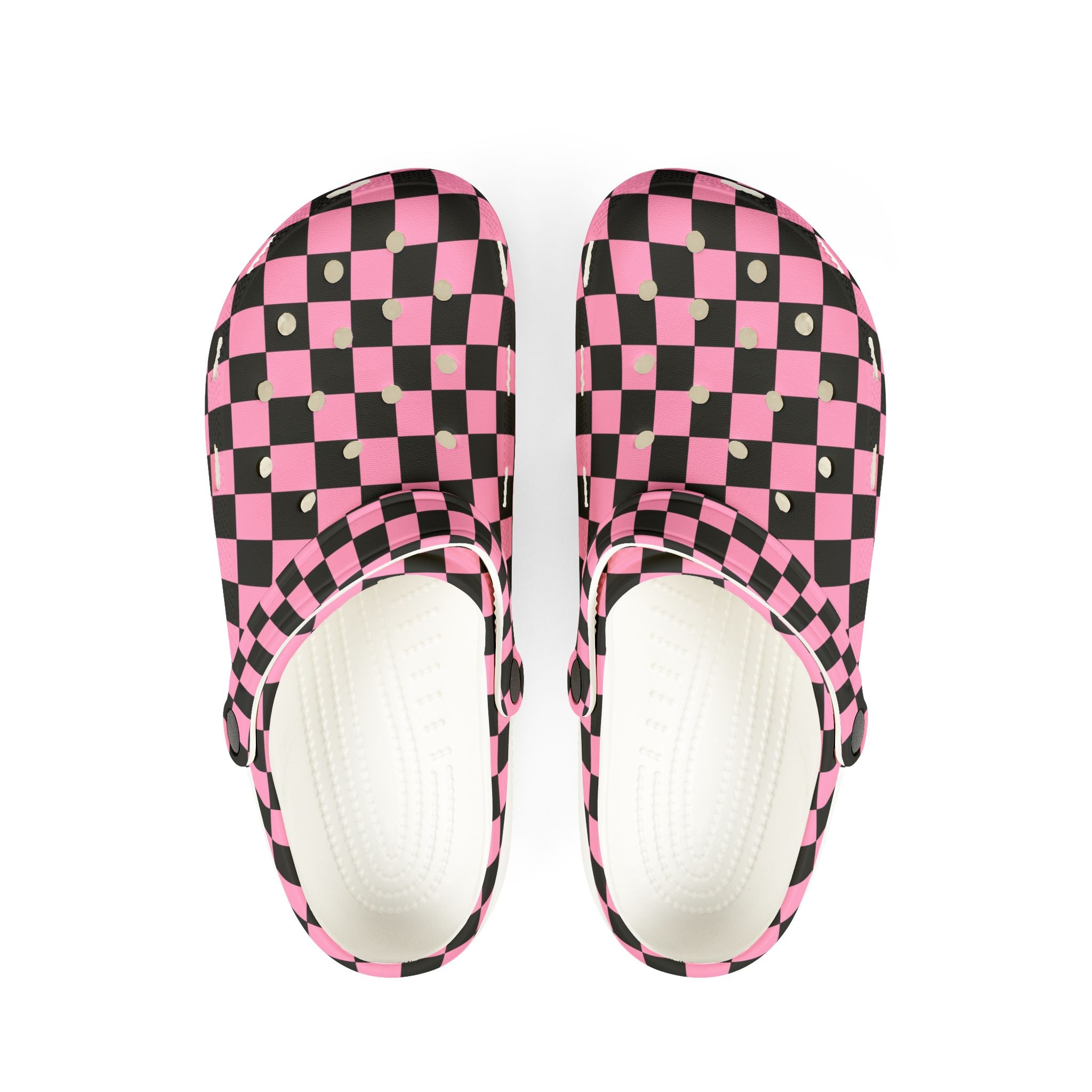 Checkerboard Black and Pink EVA Foam Rubber Shoes (AOP), Artsulli - Art is Long, Life is Short, Shoes, Size, US 6 (Women's), Color, White, , , 37326546998065590168