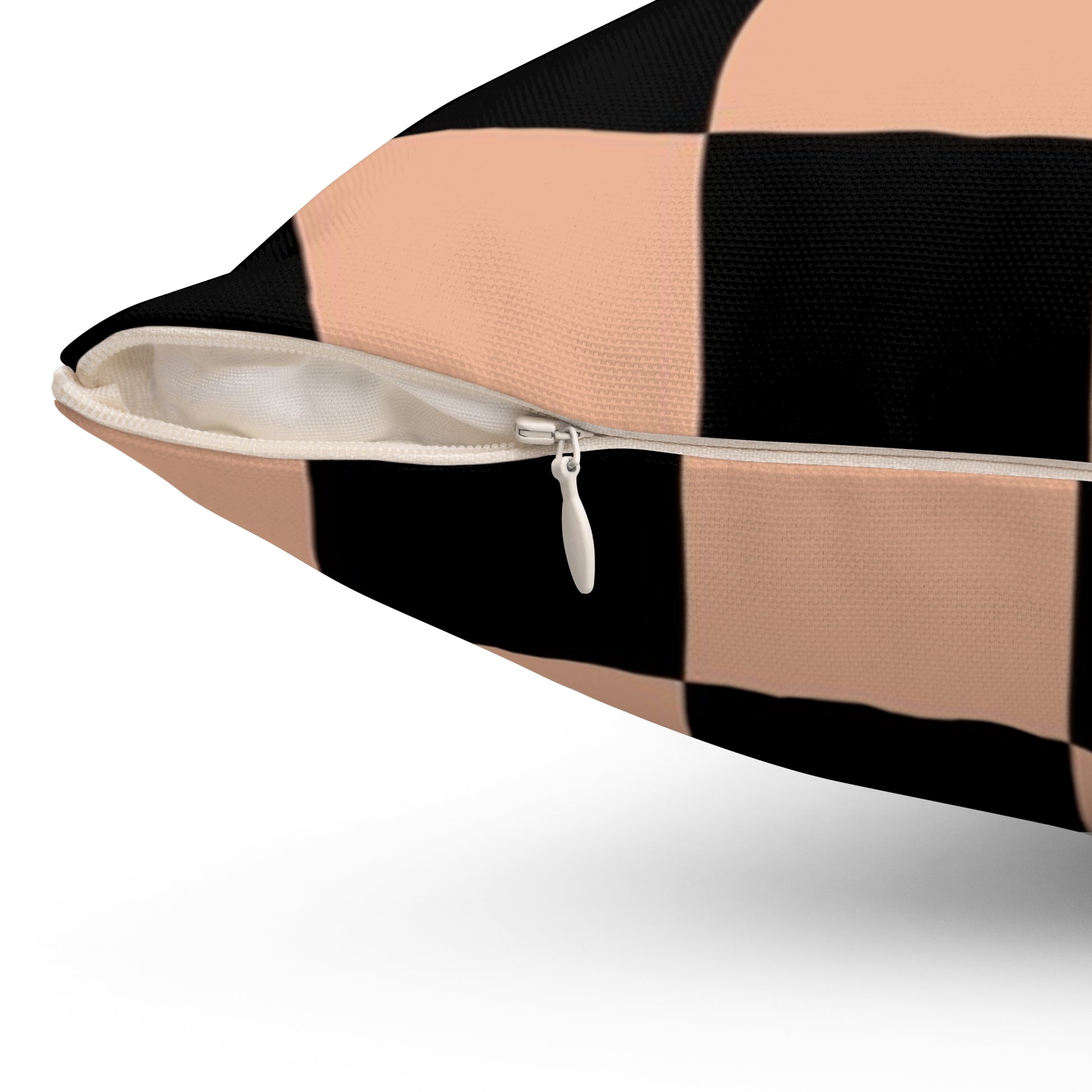 Checkerboard Soft Orange and Black Spun Polyester Square Pillow, Artsulli - Art is Long, Life is Short, Home Decor, , , , , , , 