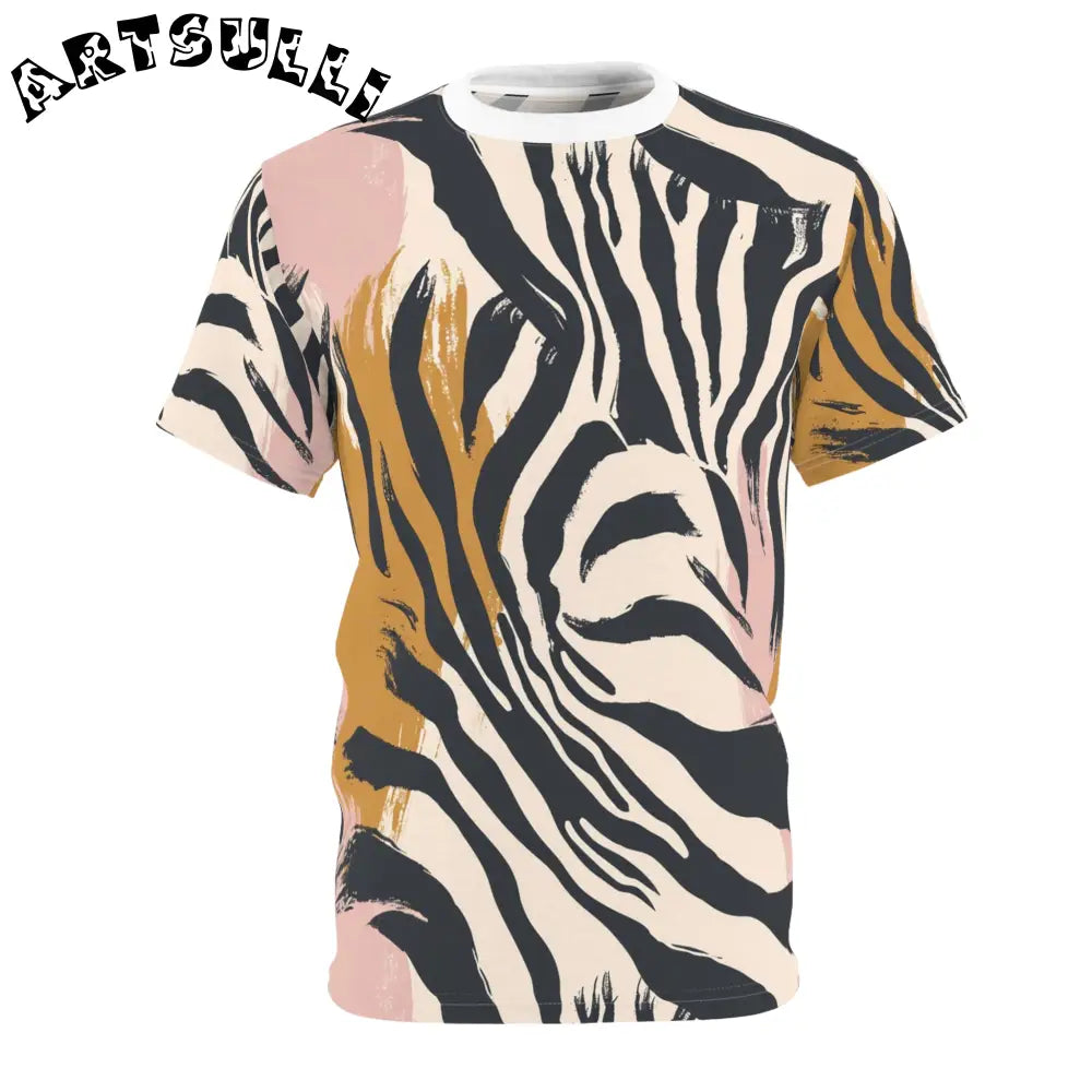 JAKKOUTTHEBXX Short Sleeve Abstract Zebra Print Art Printed Tee