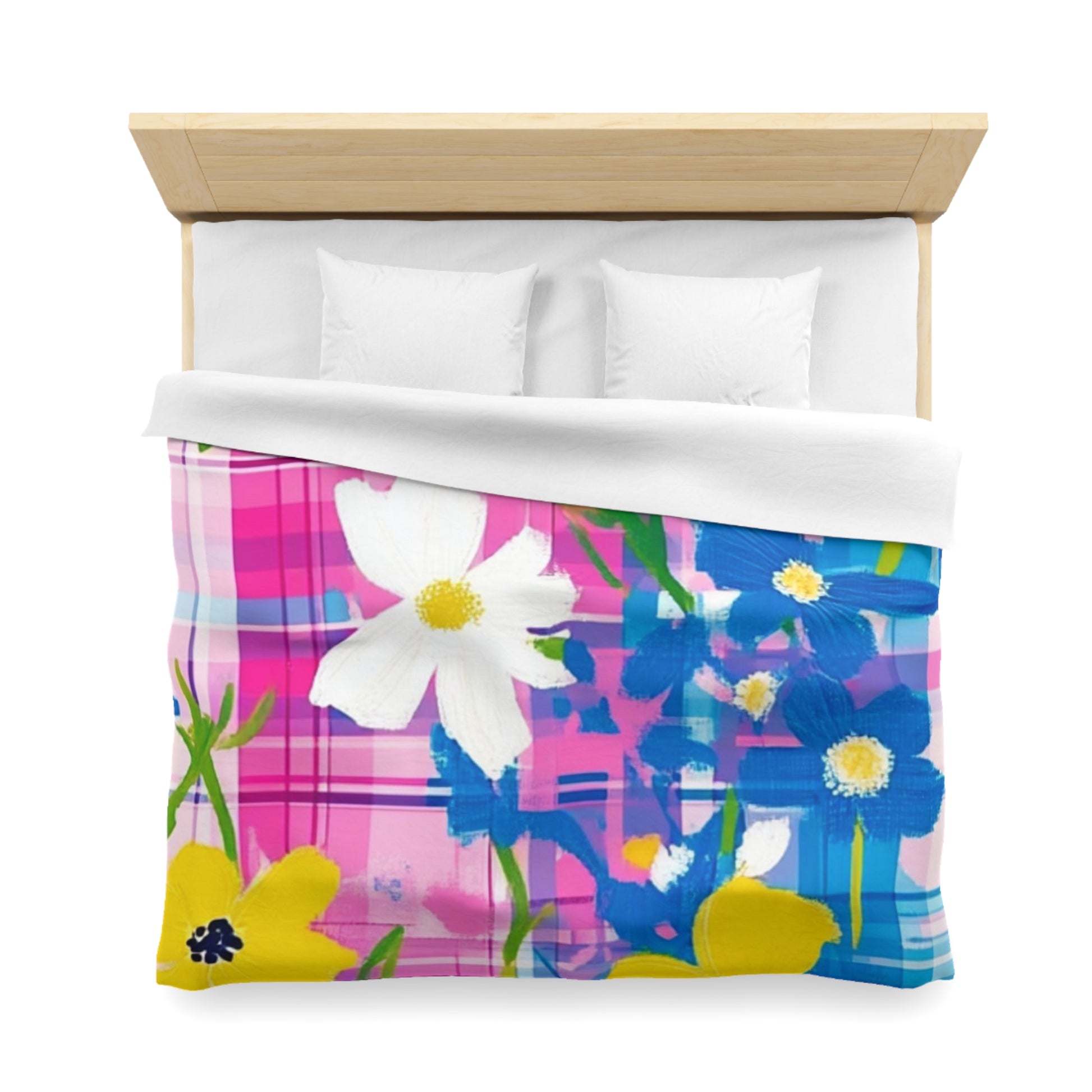 Plaid Garden Pink and Purple Microfiber Duvet Cover, Artsulli - Art is Long, Life is Short, Home Decor, , , , , , , 