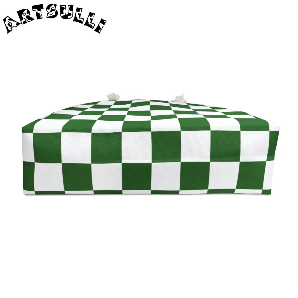 JAKKOUTTHEBXX Checkerboard White and Dark Green Weekender Bag