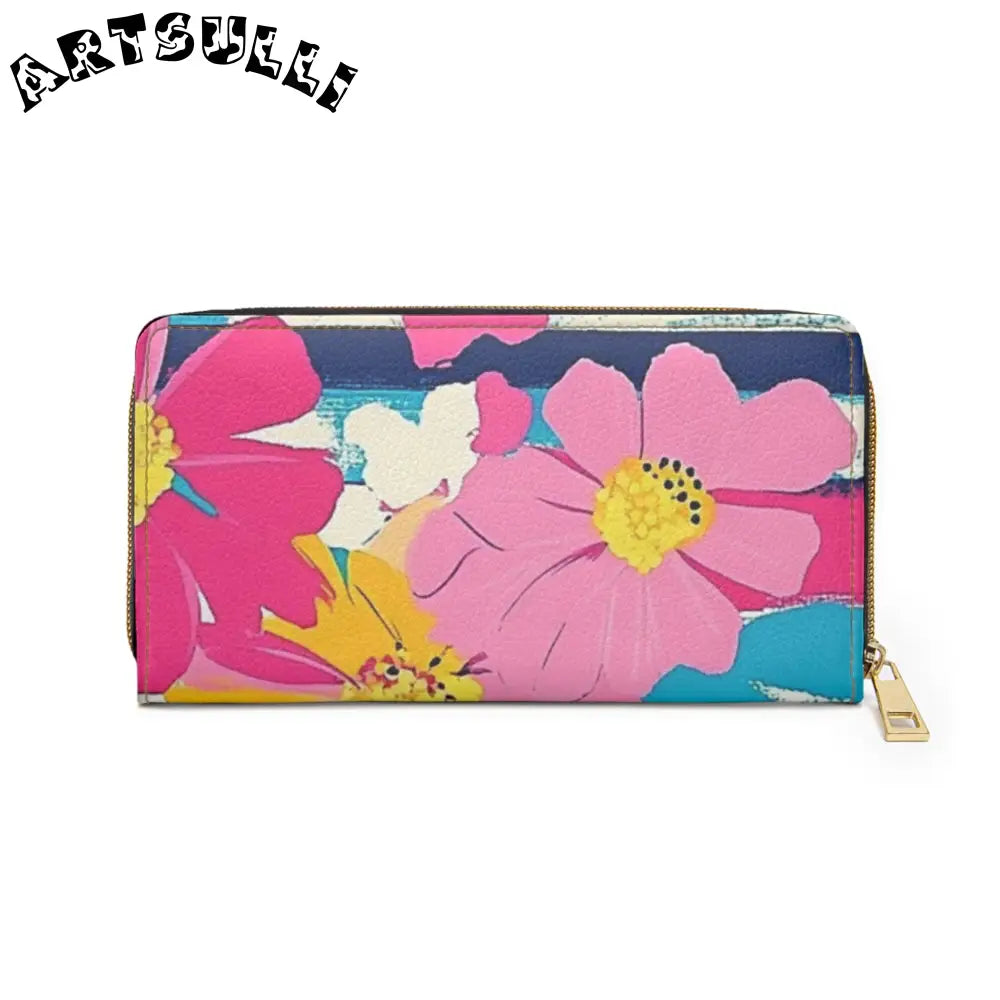 JAKKOUTTHEBXX Dayglo Floral Stripes Multi-Color Zipper Wallet