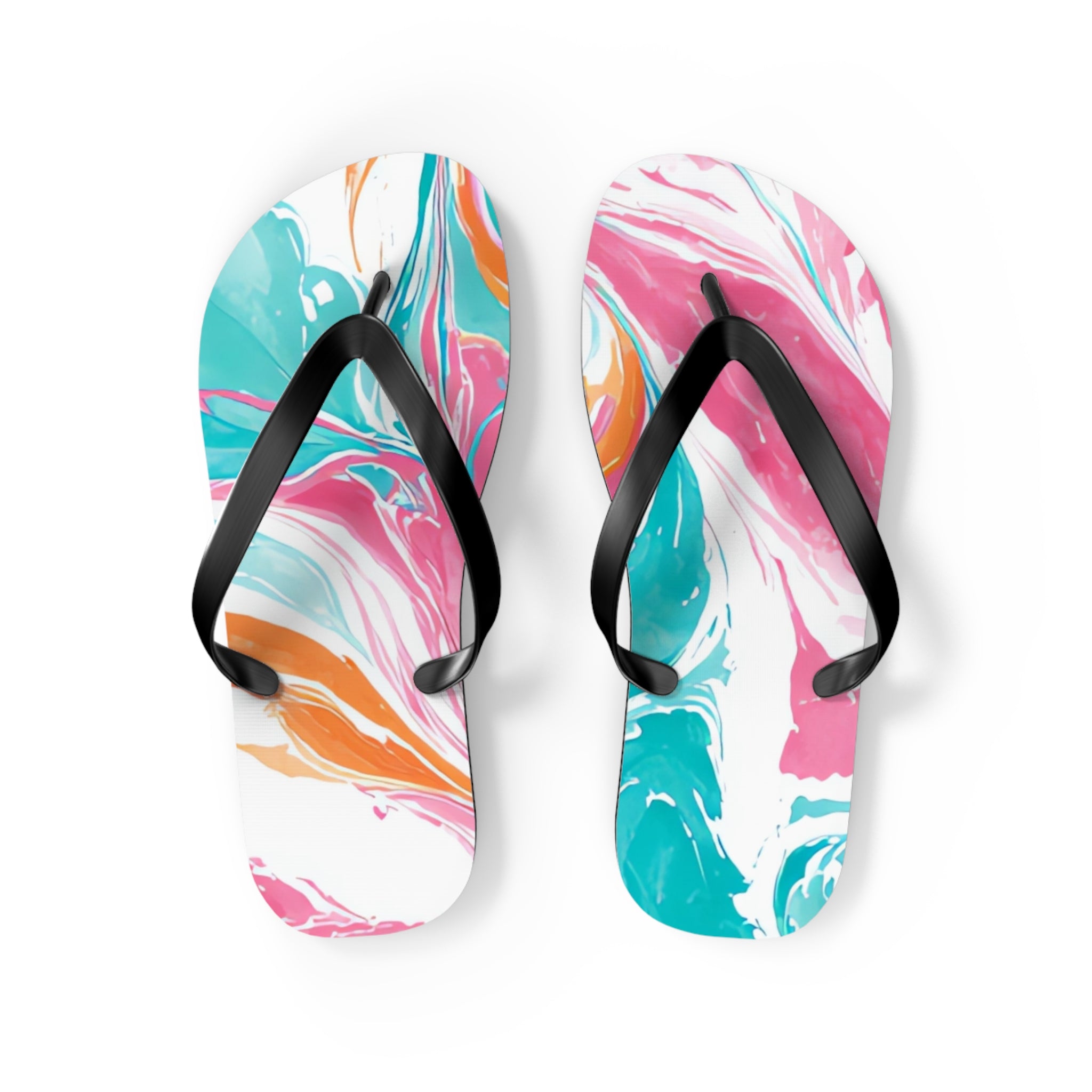 Liquid Pastel Spill Multi-Color Flip Flops, Artsulli - Art is Long, Life is Short, Shoes, Size, M, Color, Black sole, , , 67520992054230265186
