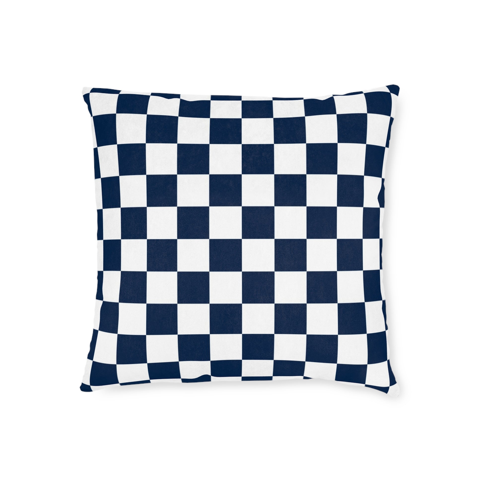 Checkerboard White and Navy Blue Square Pillow, Artsulli - Art is Long, Life is Short, Home Decor, , , , , , , 